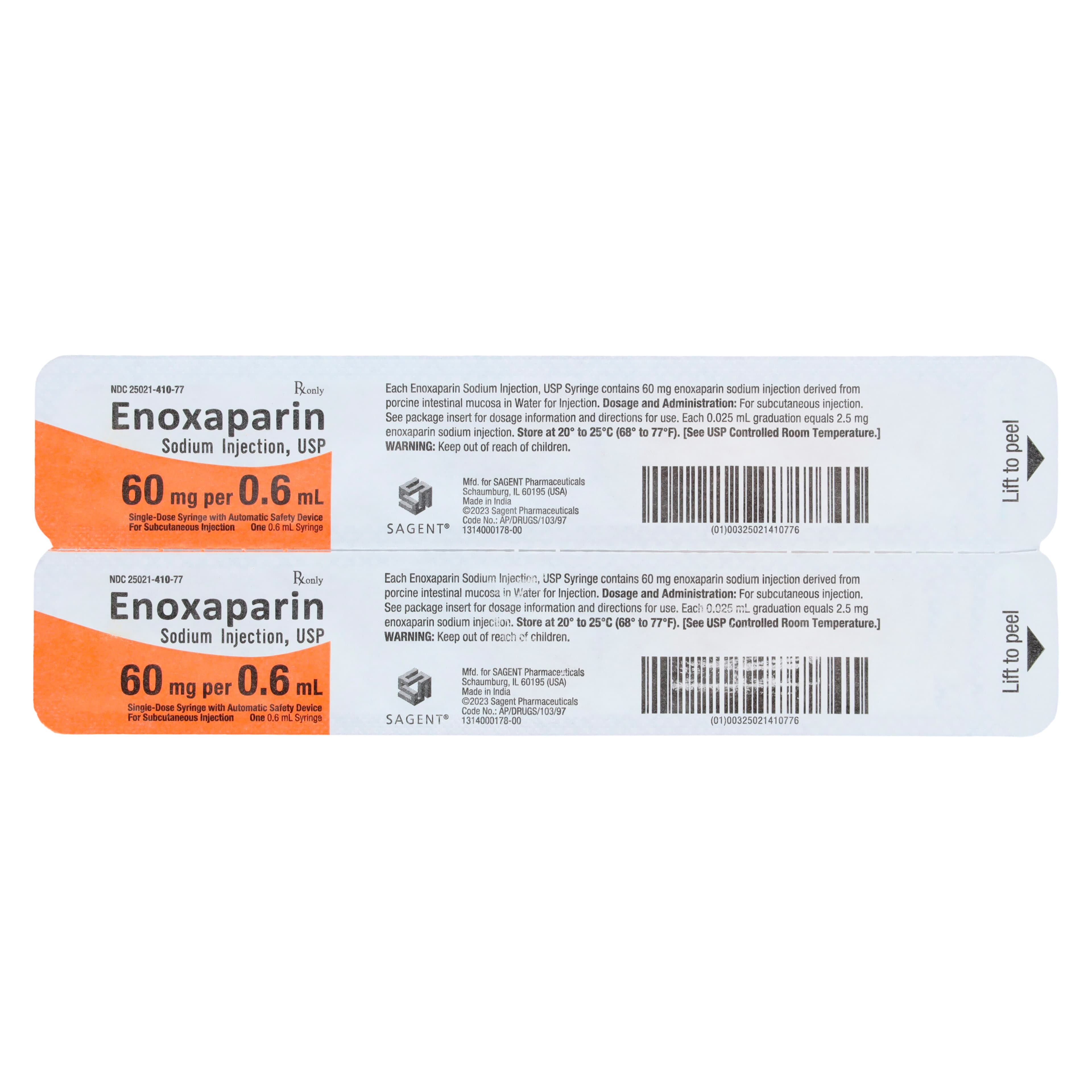 Enoxaparin Sodium Injection 60mg/0.6mL Prefilled Syringe, 10/Package thumbnail 3