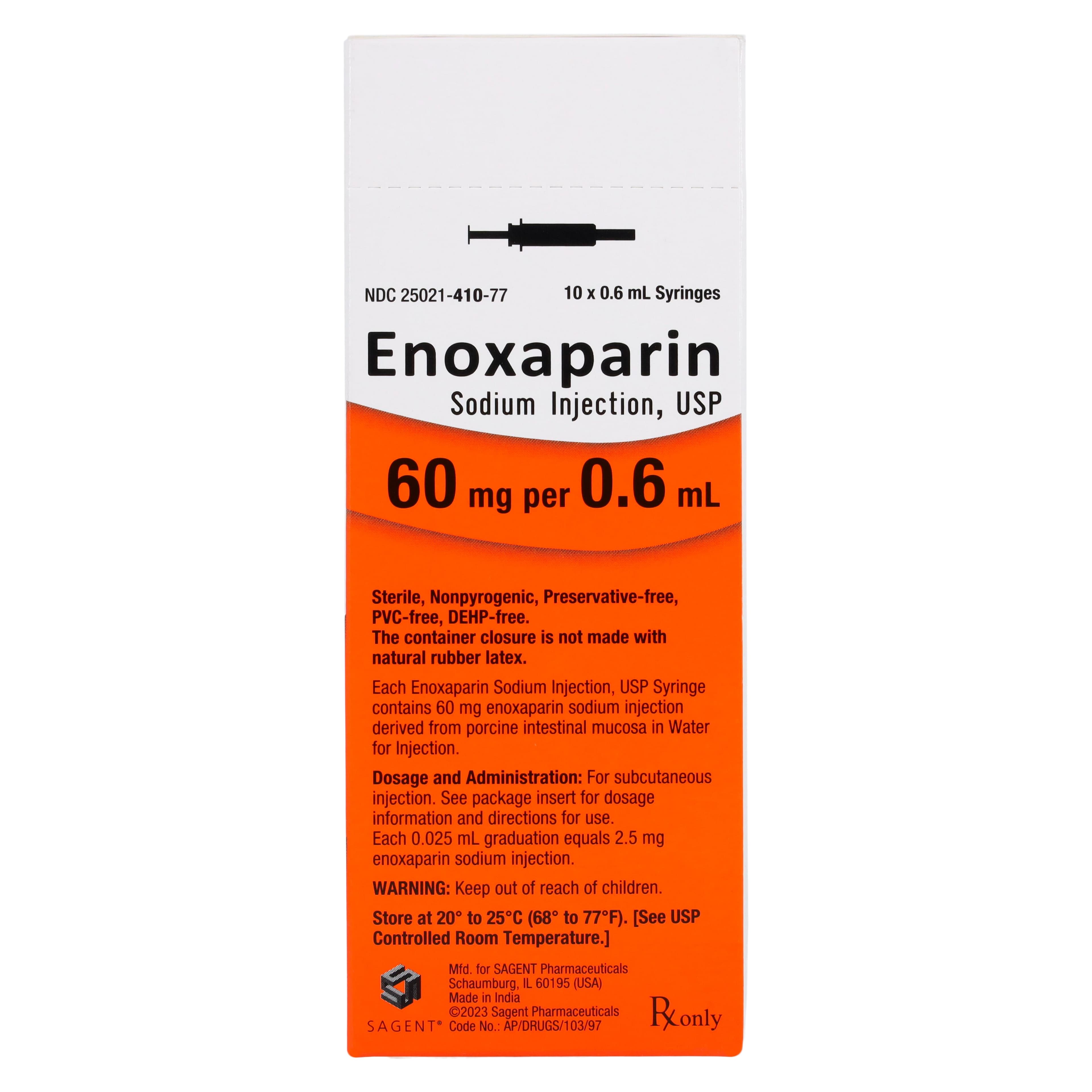 Enoxaparin Sodium Injection 60mg/0.6mL Prefilled Syringe, 10/Package thumbnail 5
