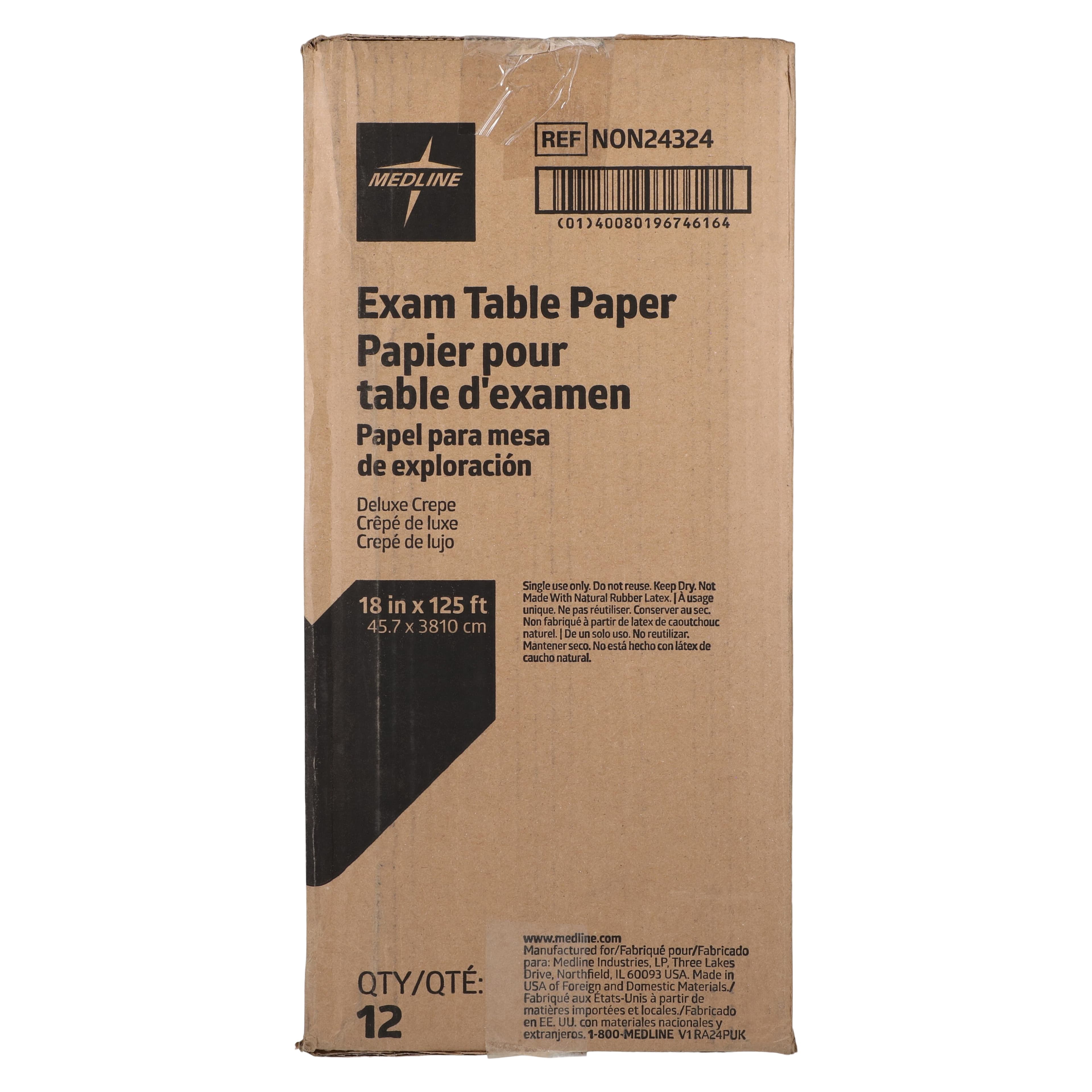 Medline Deluxe Exam Table Paper, White, Non-Sterile, Latex-Free, 18 in x 125 ft, 12 Rolls/Case thumbnail 2