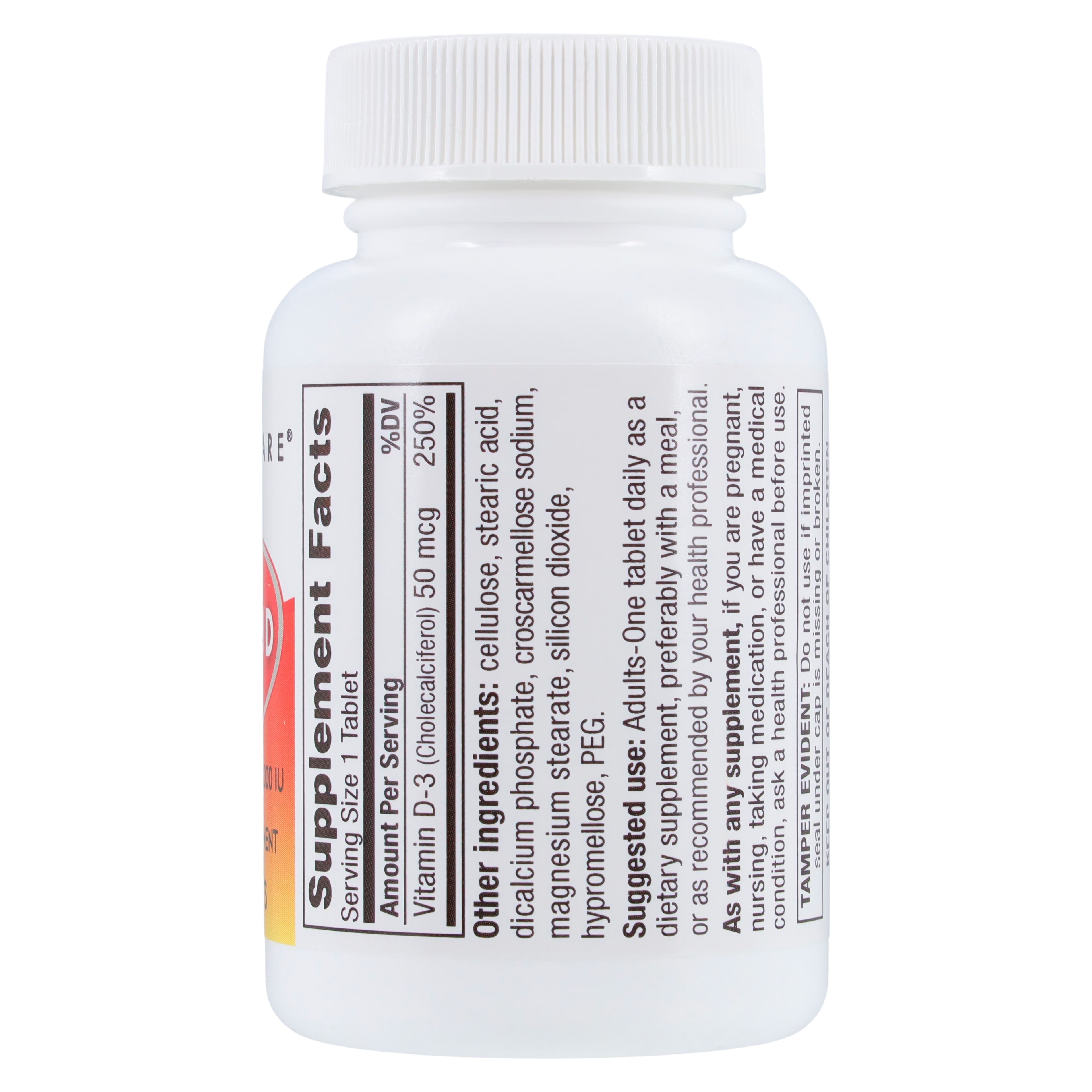 Geri-Care Vitamin D3 Tablets, 50 mcg, 100 Count Bottle thumbnail 2