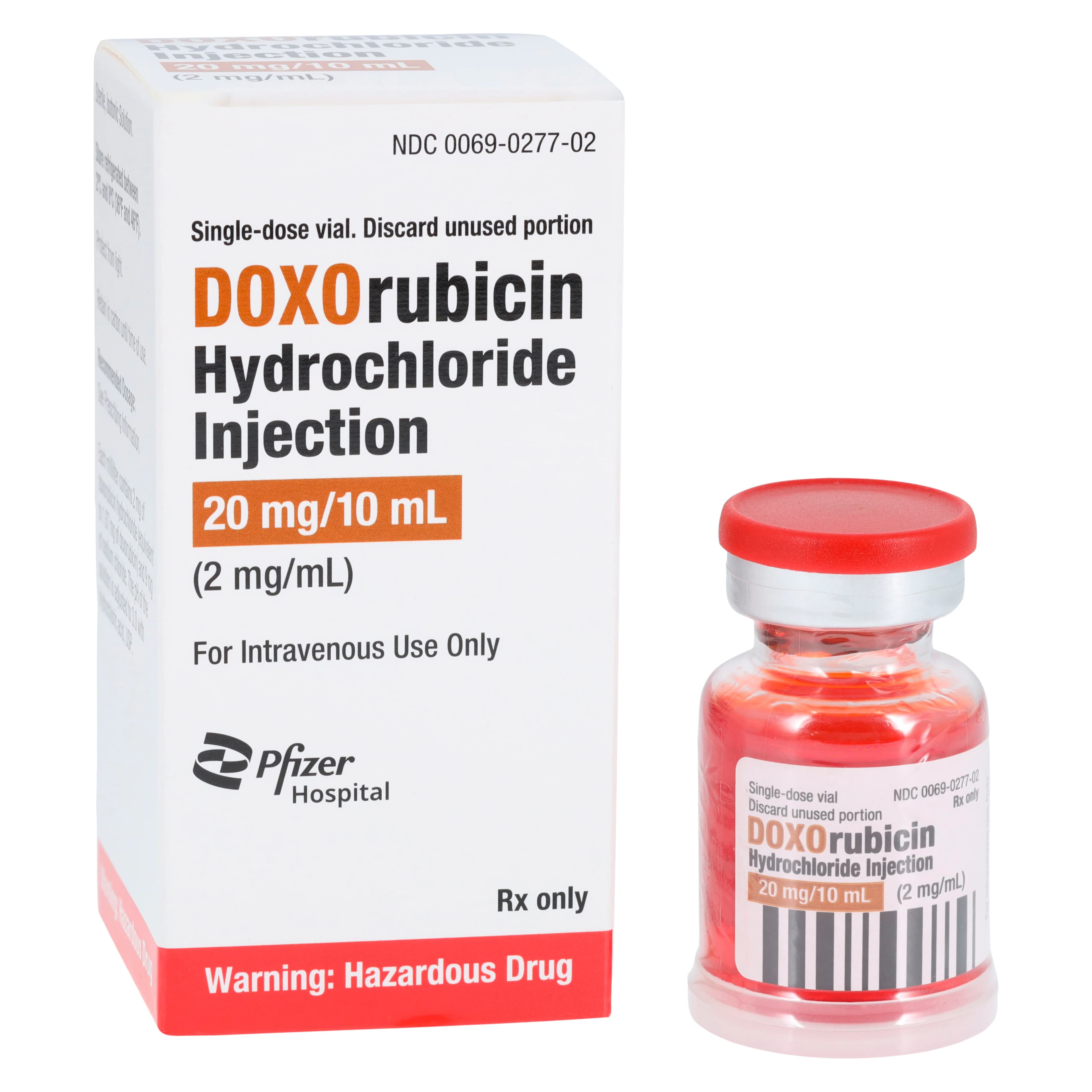 Doxorubicin HCl Injection 20 mg/mL, Single-Dose Vial, 10 mL, Pfizer - Doxorubicin HCl Inj SDV 10mL - Image 1