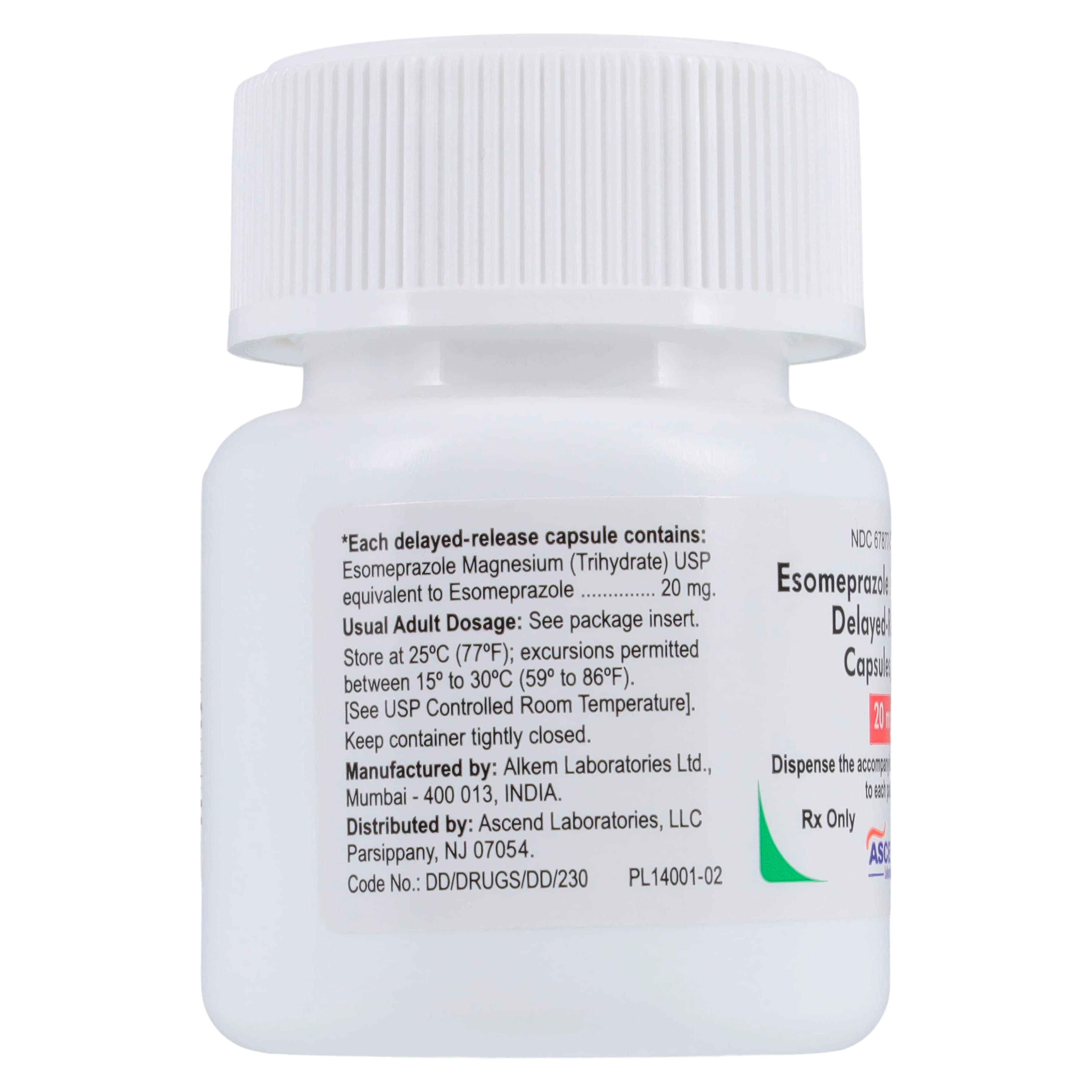 Esomeprazole Magnesium DR Capsules, 20mg, 30/Bottle, Ascend Laboratories thumbnail 2