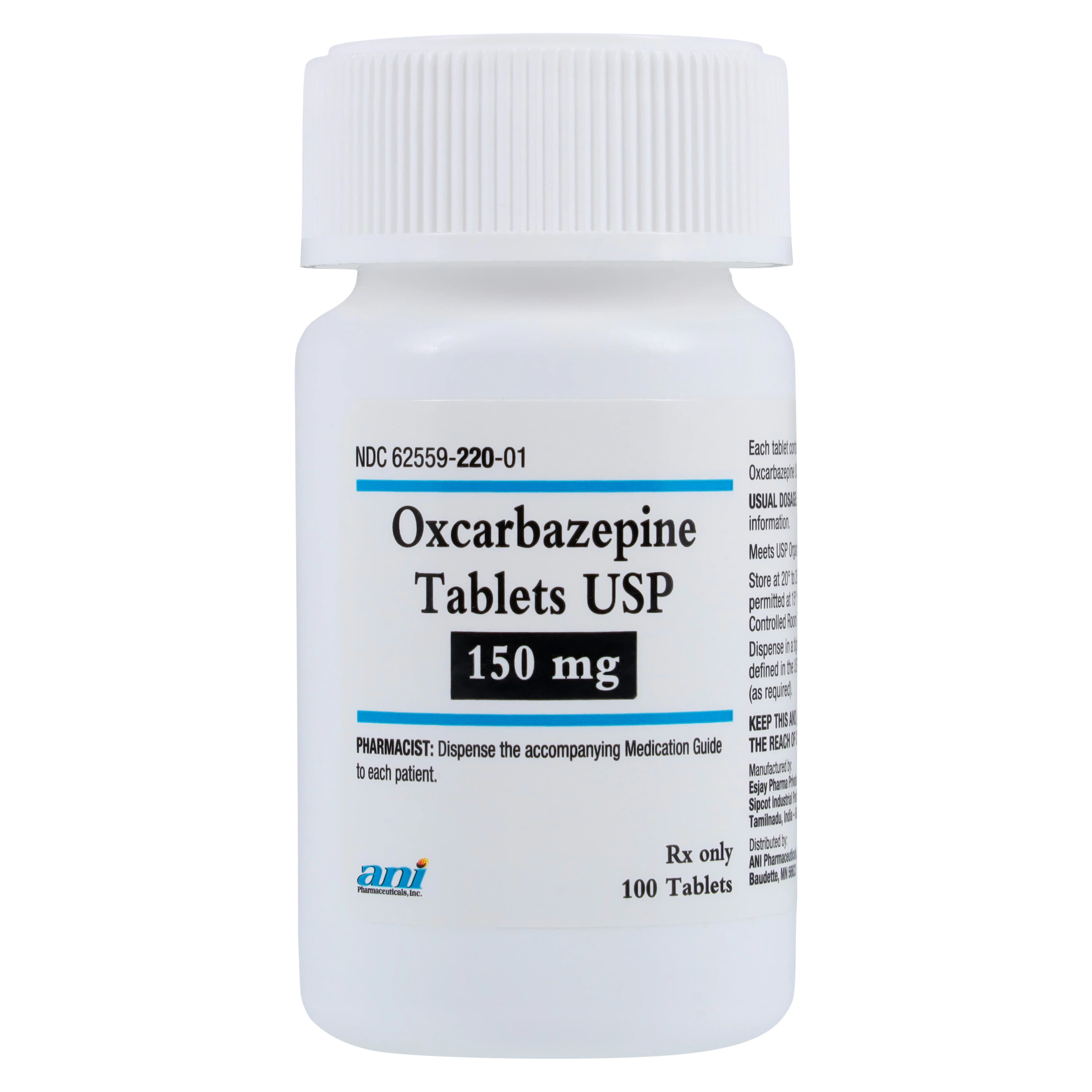 Oxcarbazepine Tablets 150 mg, 100 Count Bottle (ANI Pharmaceutical) - Oxcarbazepine Tablets - Image 1