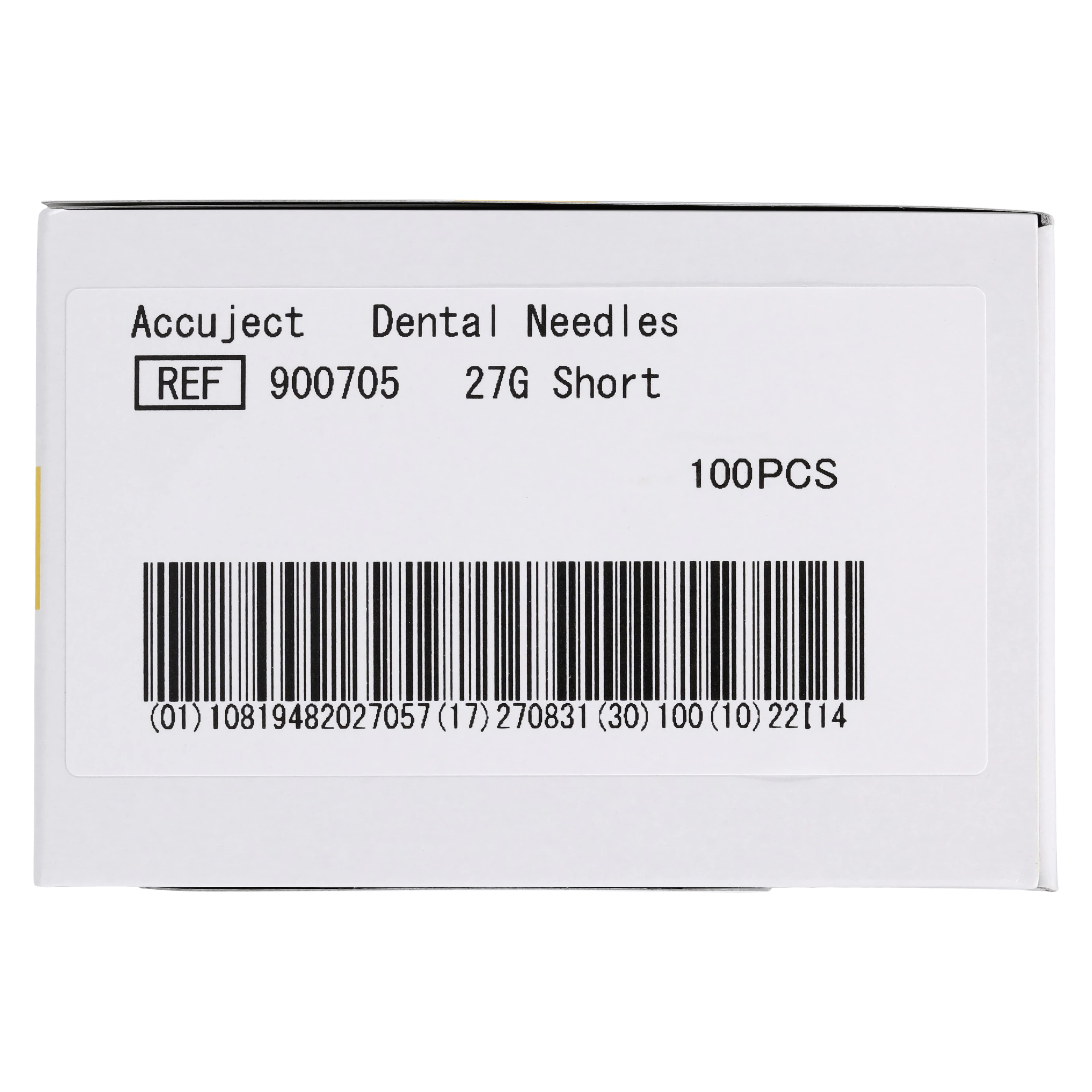 Accuject Disposable Dental Needles, Plastic Hub, 27 Gauge, Short (21mm), Yellow, Sterile, 100/Box, 900705 thumbnail 8