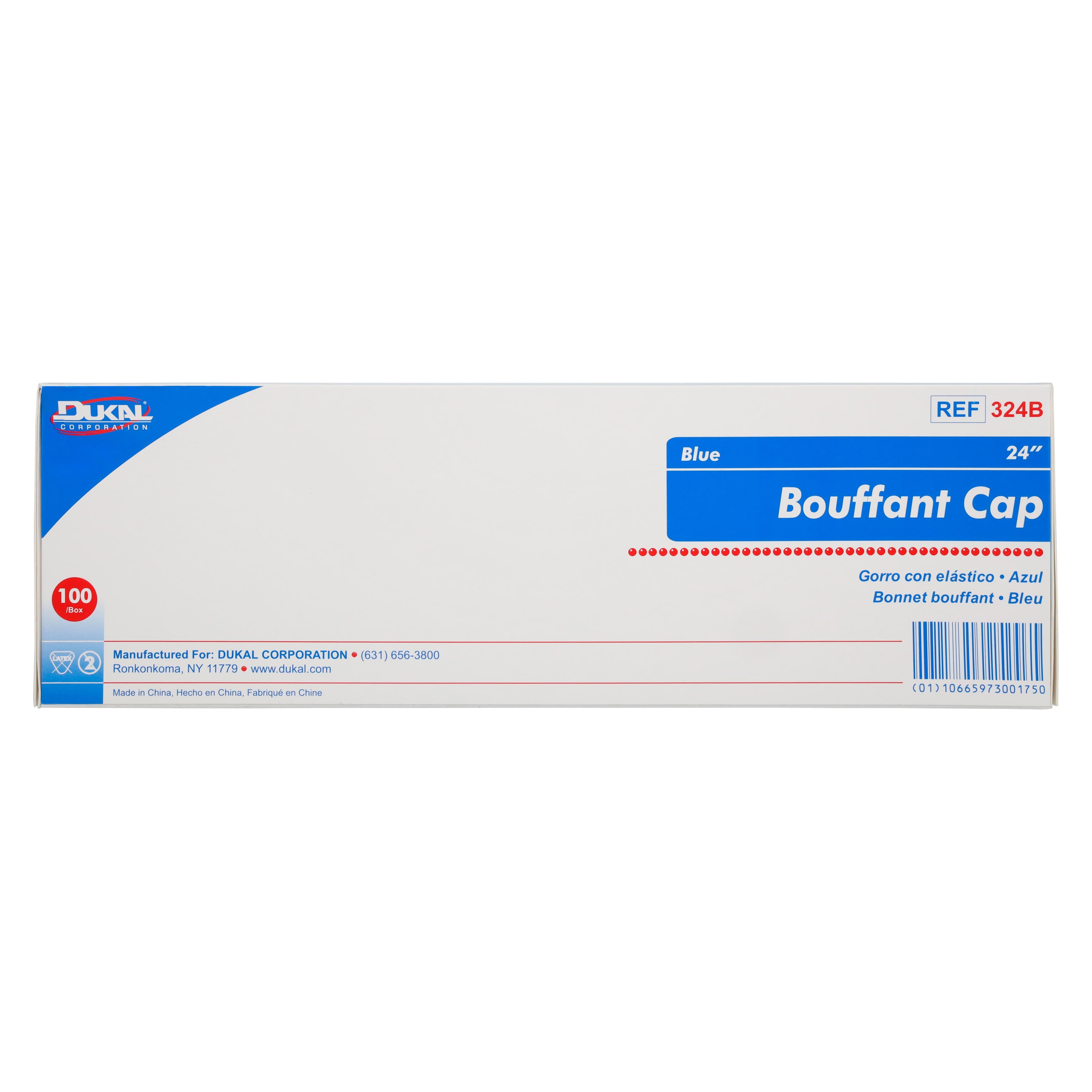Dukal Bouffant Cap, 24" Diameter, Blue, Spunbond Polypropylene, 100/Box thumbnail 4