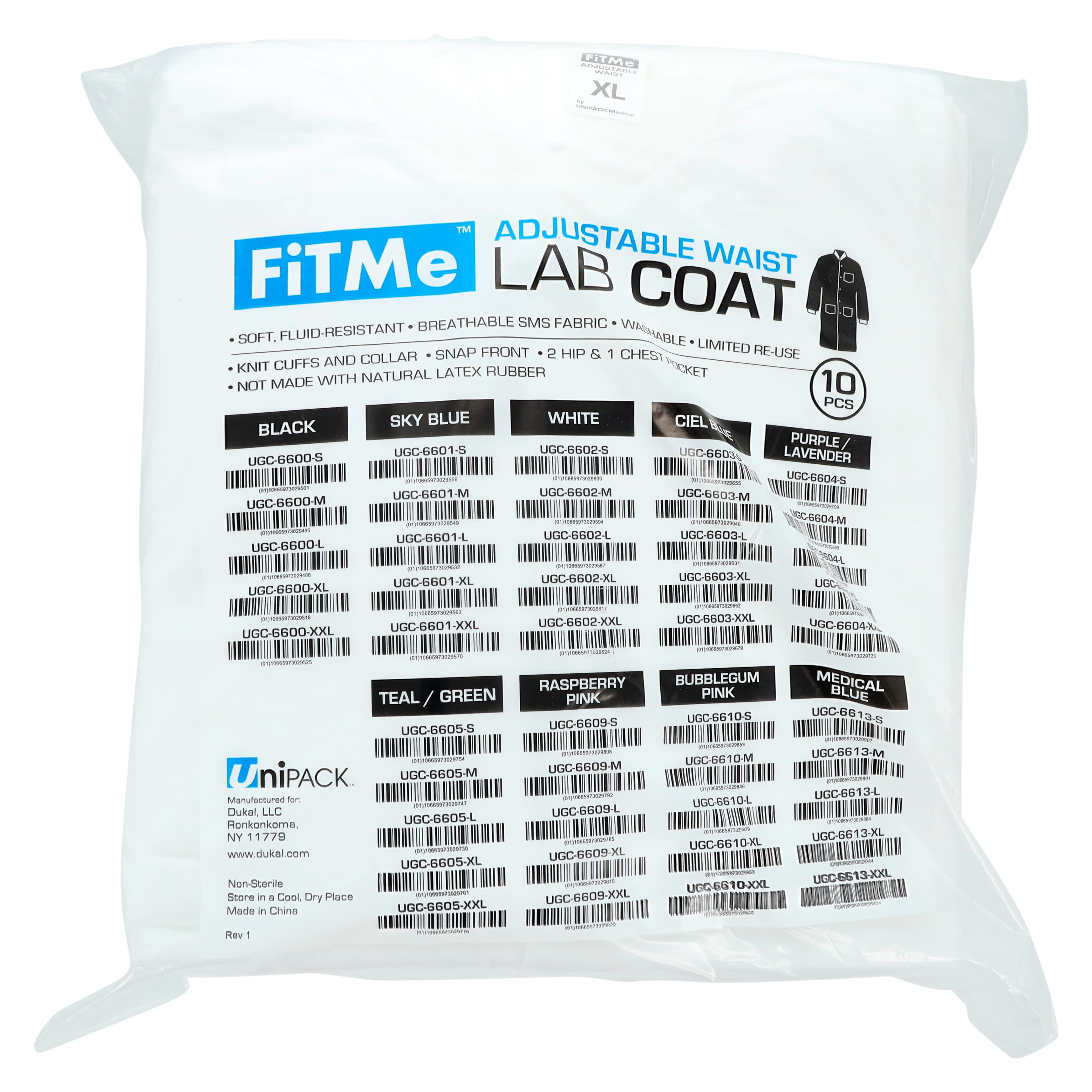 Dukal FitMe Lab Coat, White, X-Large, 10/Pack, UGC-6602-XL thumbnail 8