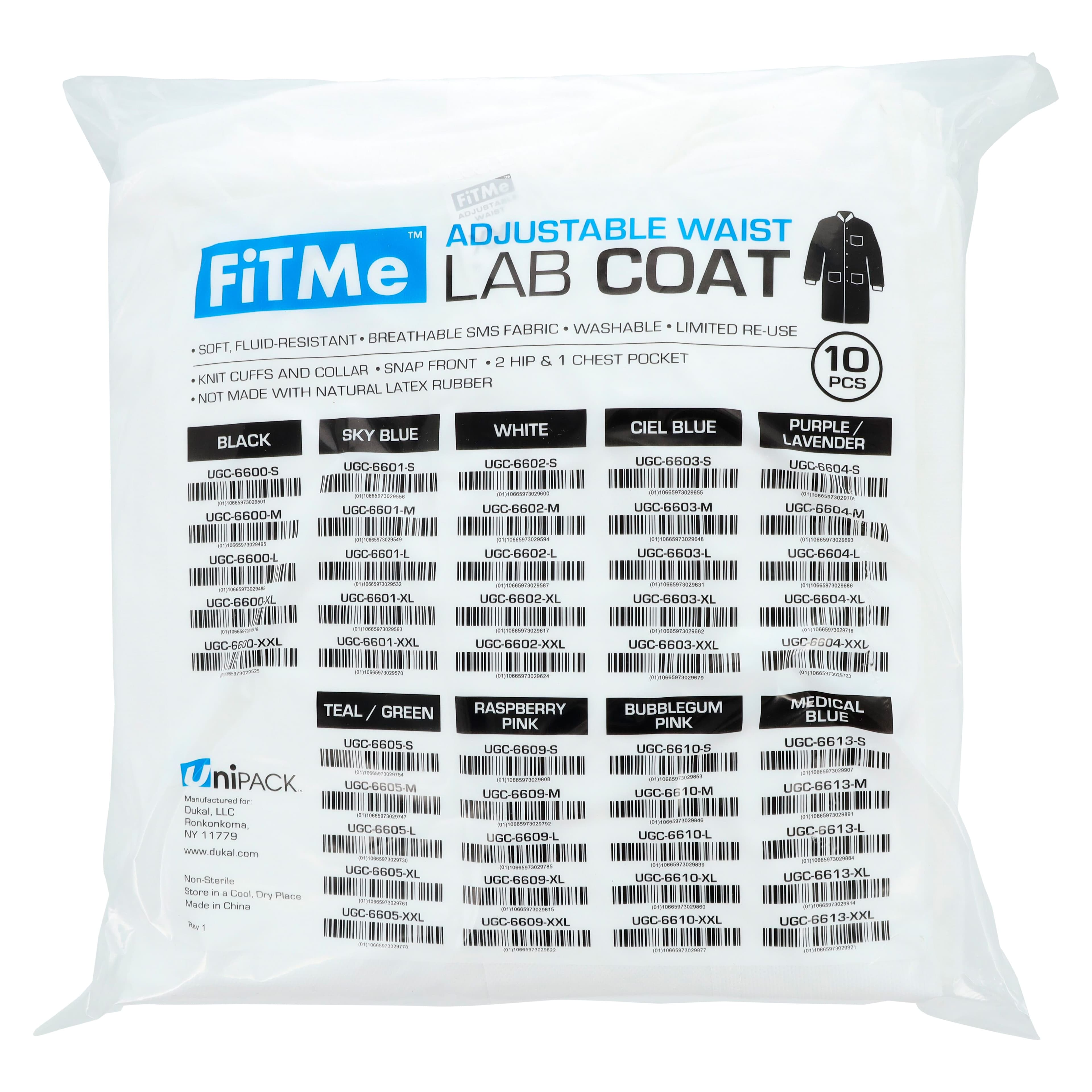 Dukal FitMe Lab Coat, White, XX-Large, 10/Pack, UGC-6602-XXL thumbnail 8