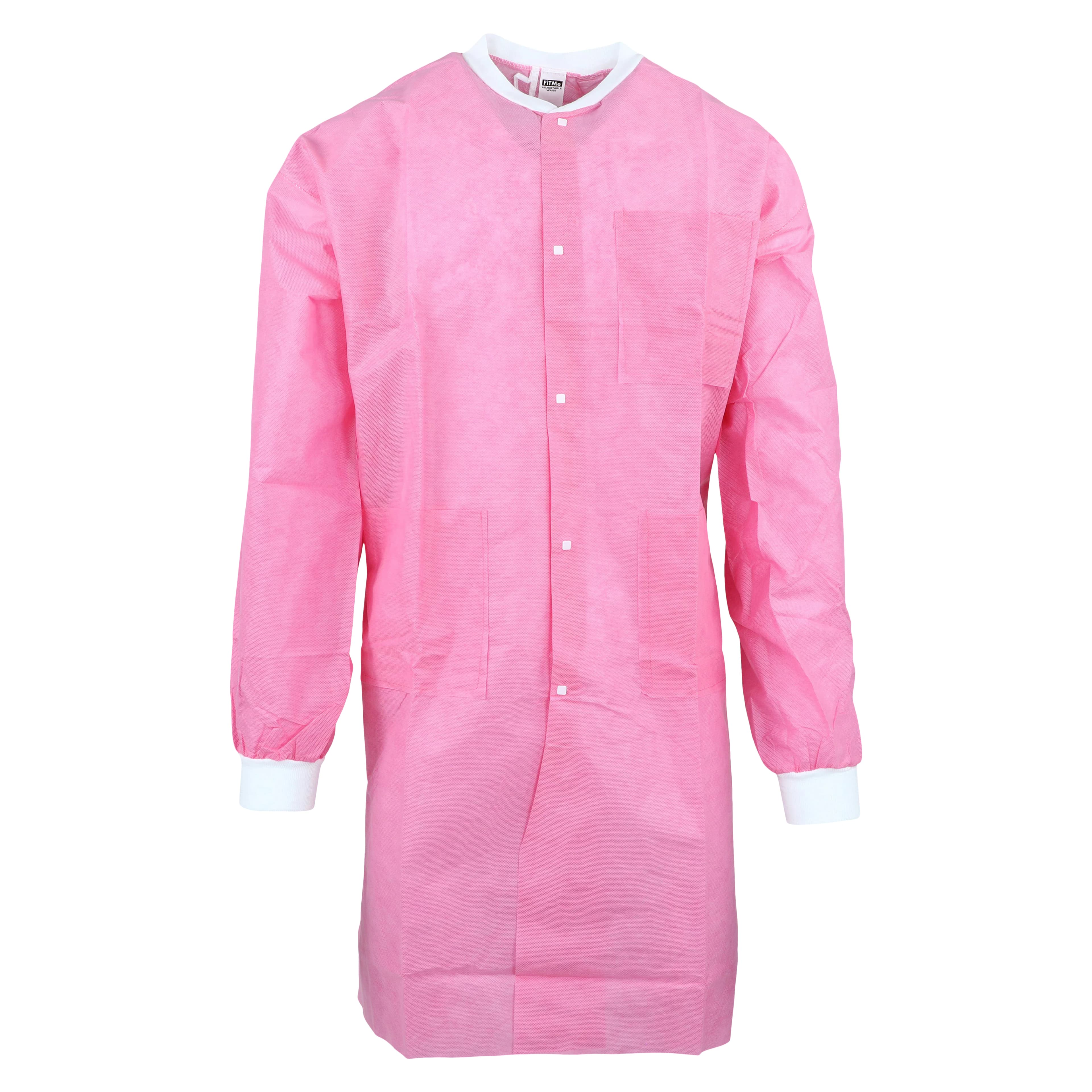 Dukal FitMe Lab Coat, Raspberry Pink, X-Large, 10/Pack, UGC-6609-XL - FITME LAB COAT RASP PINK X-LARGE PK10 - Image 1