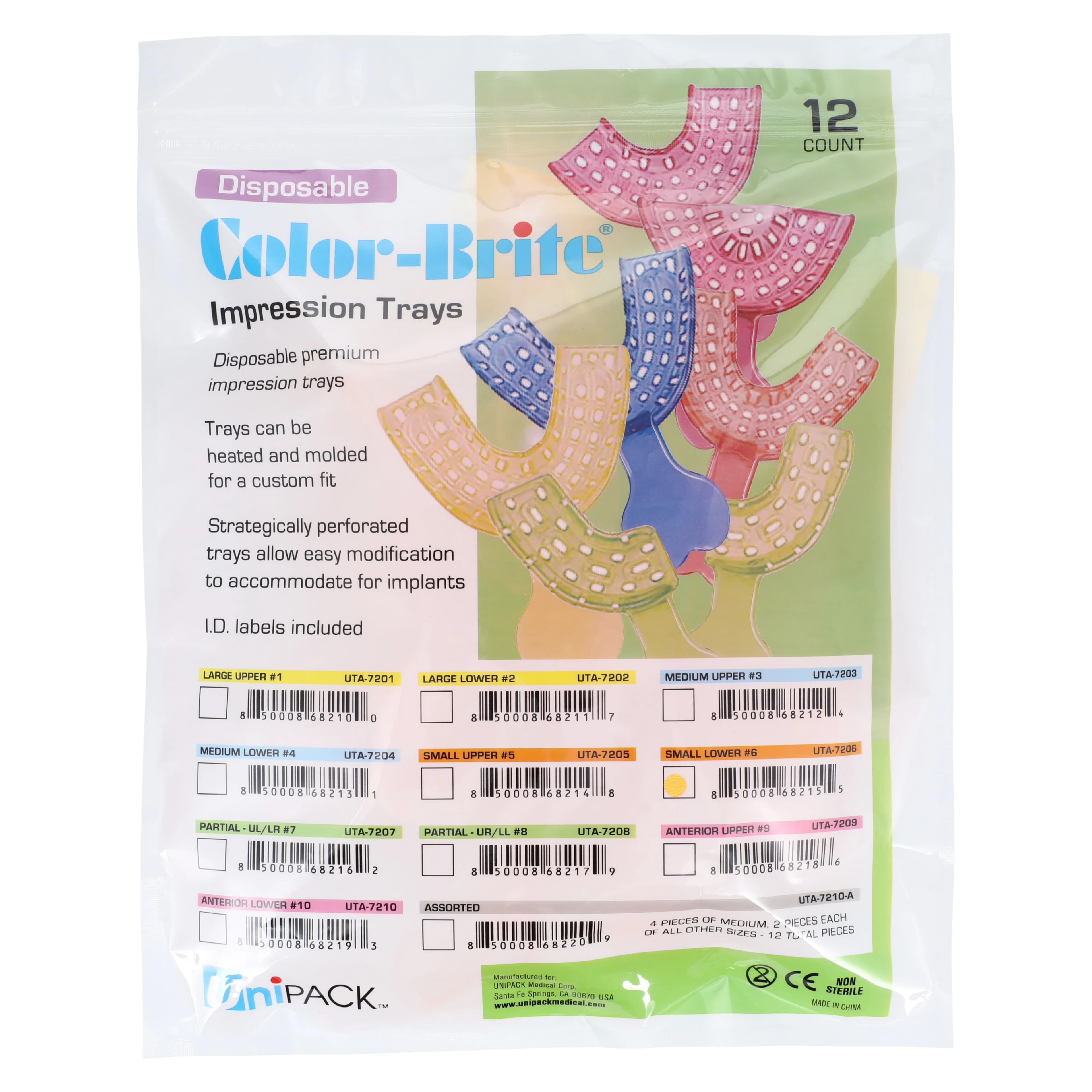 Unipack Medical Perforated Impression Trays, Lower, Small, Orange, 12/Bag, UTA-7206 thumbnail 3