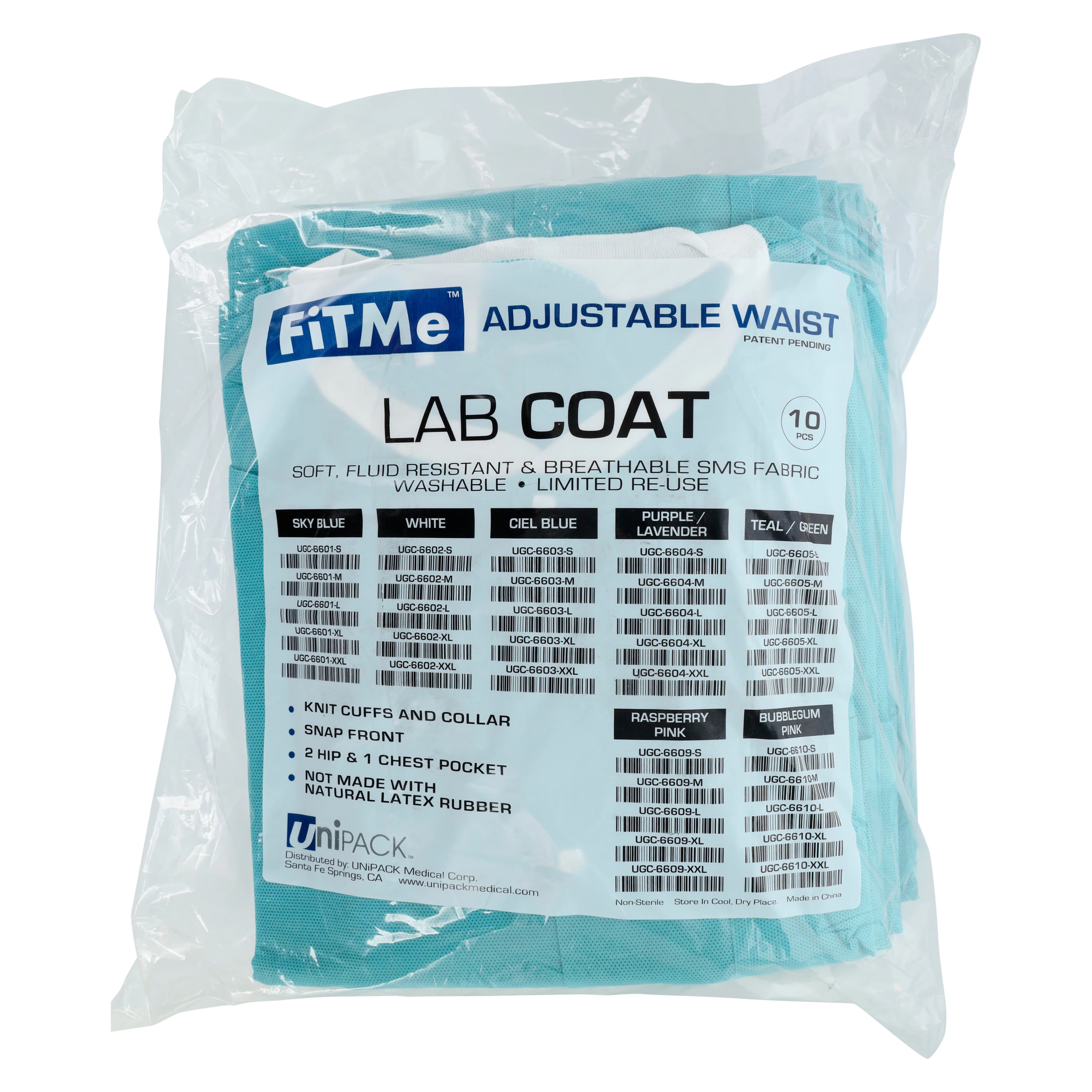 Dukal FitMe Lab Coat, Teal/Green, Large, 10/Pack, UGC-6605-L thumbnail 8