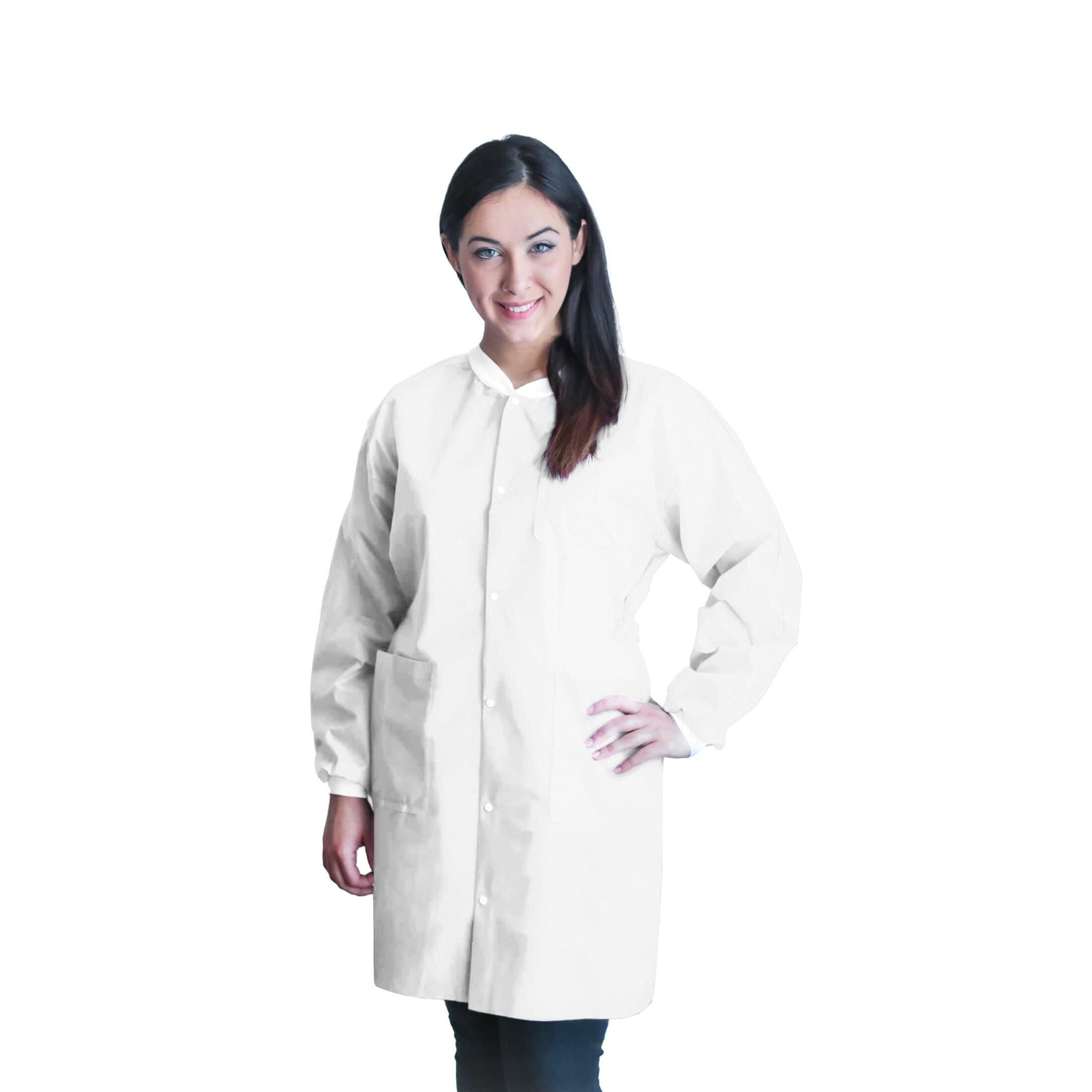 Dukal FitMe Lab Coat, White, Large, 10/Pack, UGC-6602-L thumbnail 2