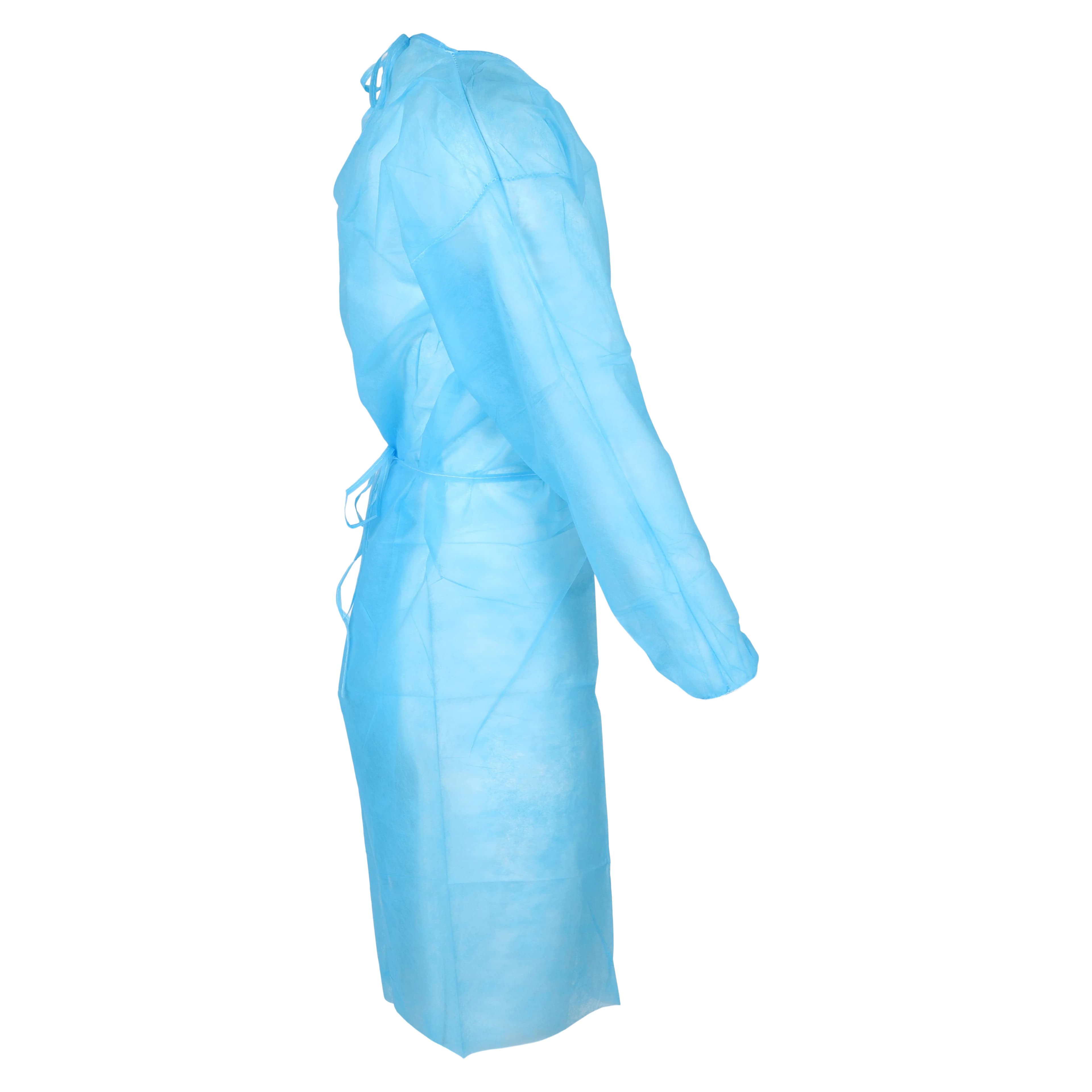 Dukal Isolation Gown, Blue, Non-Sterile, Elastic Cuff, 10/Pack, 301BL thumbnail 2