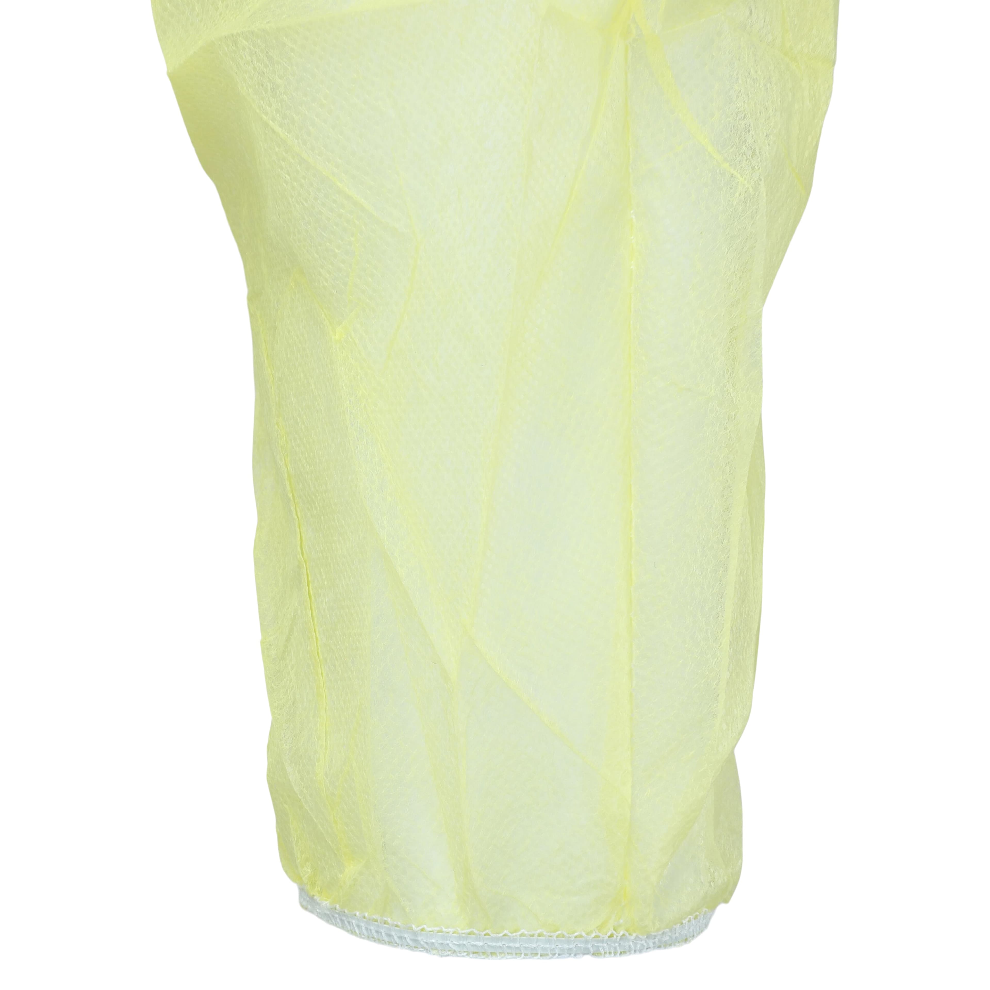 Dukal Isolation Gown, Spunbonded Polypropylene, One Size, Yellow, Non-Sterile, Waist/Neck Ties, Elastic Cuff, 10/Bag thumbnail 4