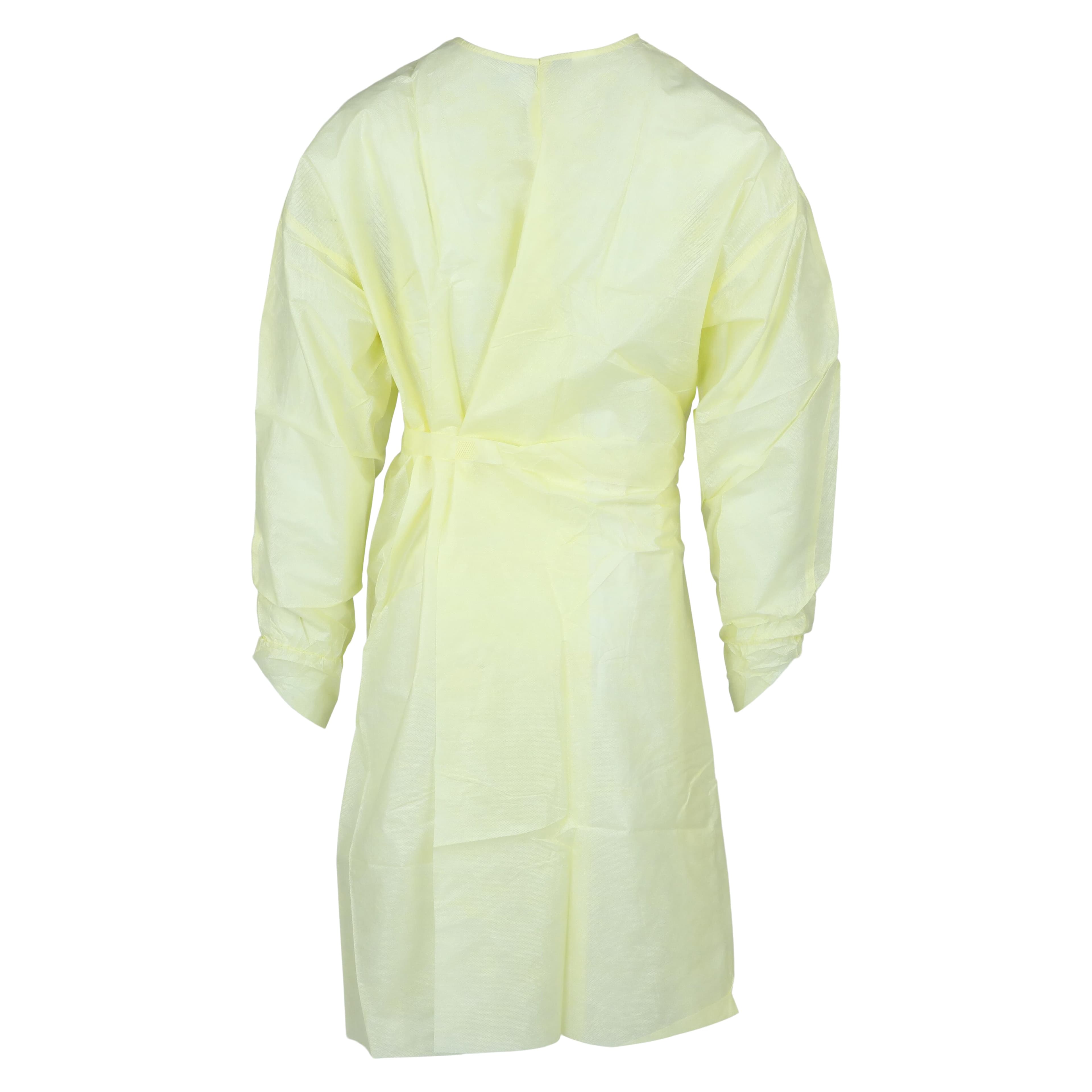 Dukal AAMI Isolation Gown, Level 2, Yellow, Over-the-Head, Elastic Wrist with Thumb Loop, 10/Pk thumbnail 3