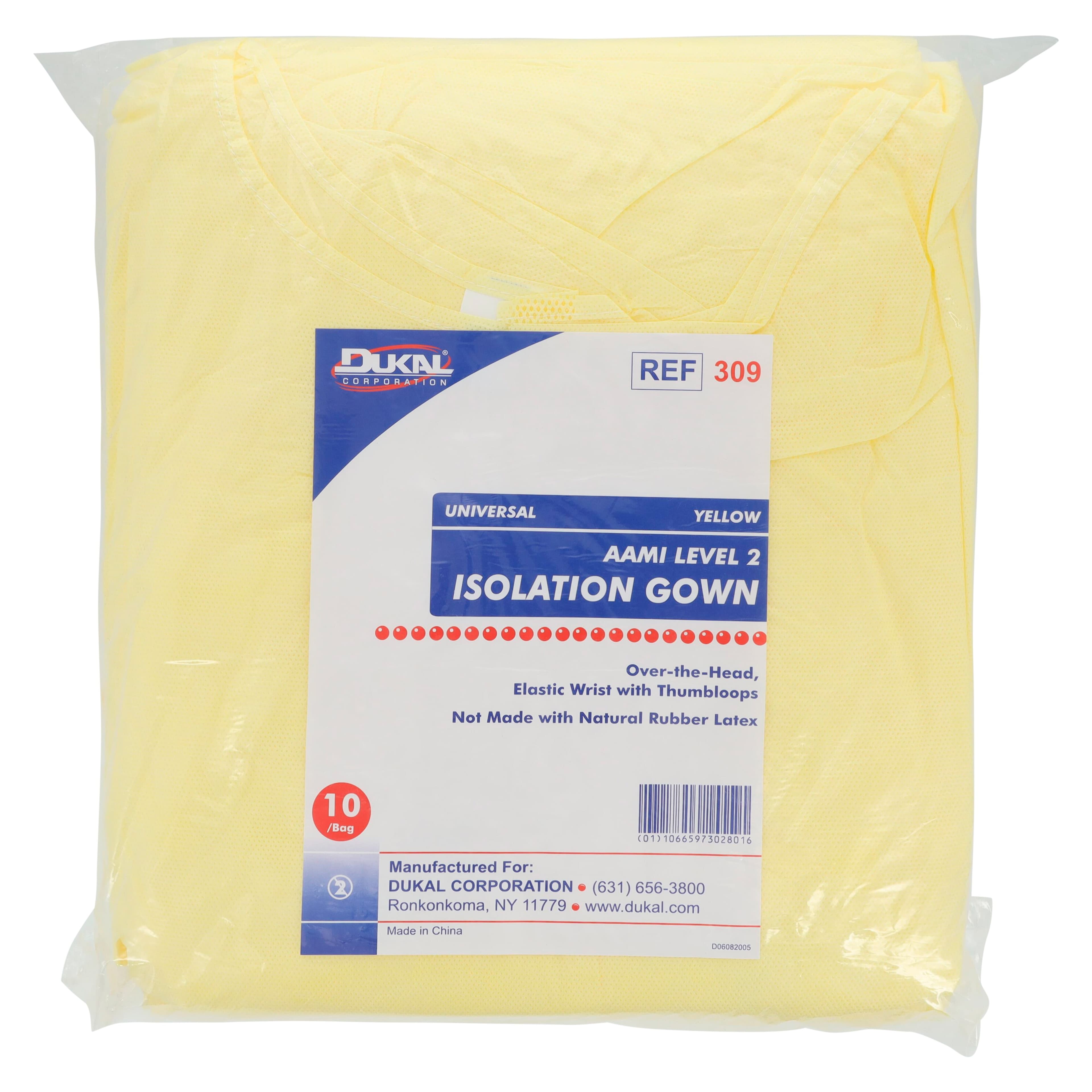 Dukal AAMI Isolation Gown, Level 2, Yellow, Over-the-Head, Elastic Wrist with Thumb Loop, 10/Pk thumbnail 7