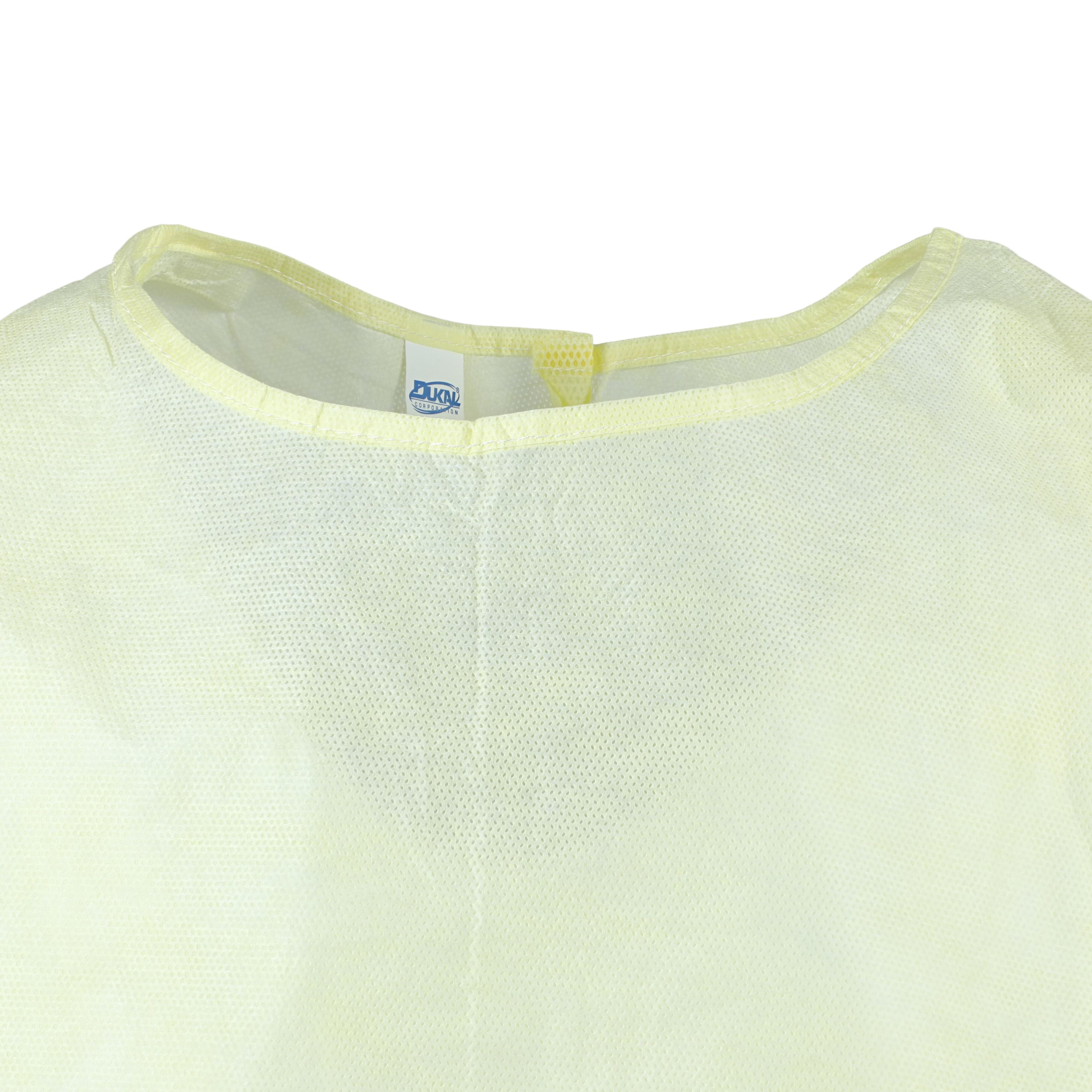 Dukal AAMI Isolation Gown, Level 2, Yellow, Over-the-Head, Elastic Wrist with Thumb Loop, 10/Pk thumbnail 5