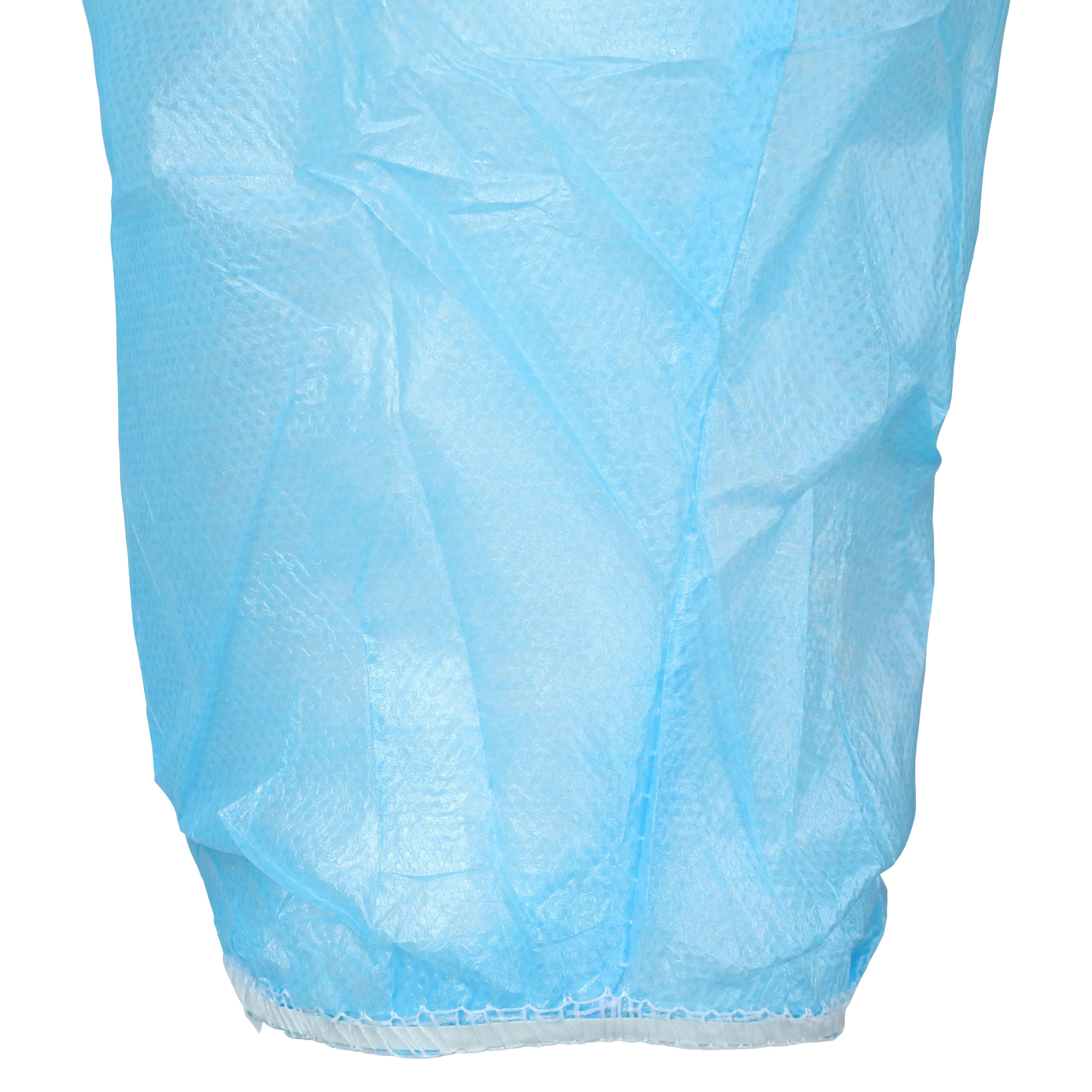 Dukal Impervious Isolation Gown, Spunbond Polypropylene/Polyethylene Coated, Universal Size, Blue, Non-Sterile, Elastic Cuff, 10/Bag, 303BL thumbnail 4