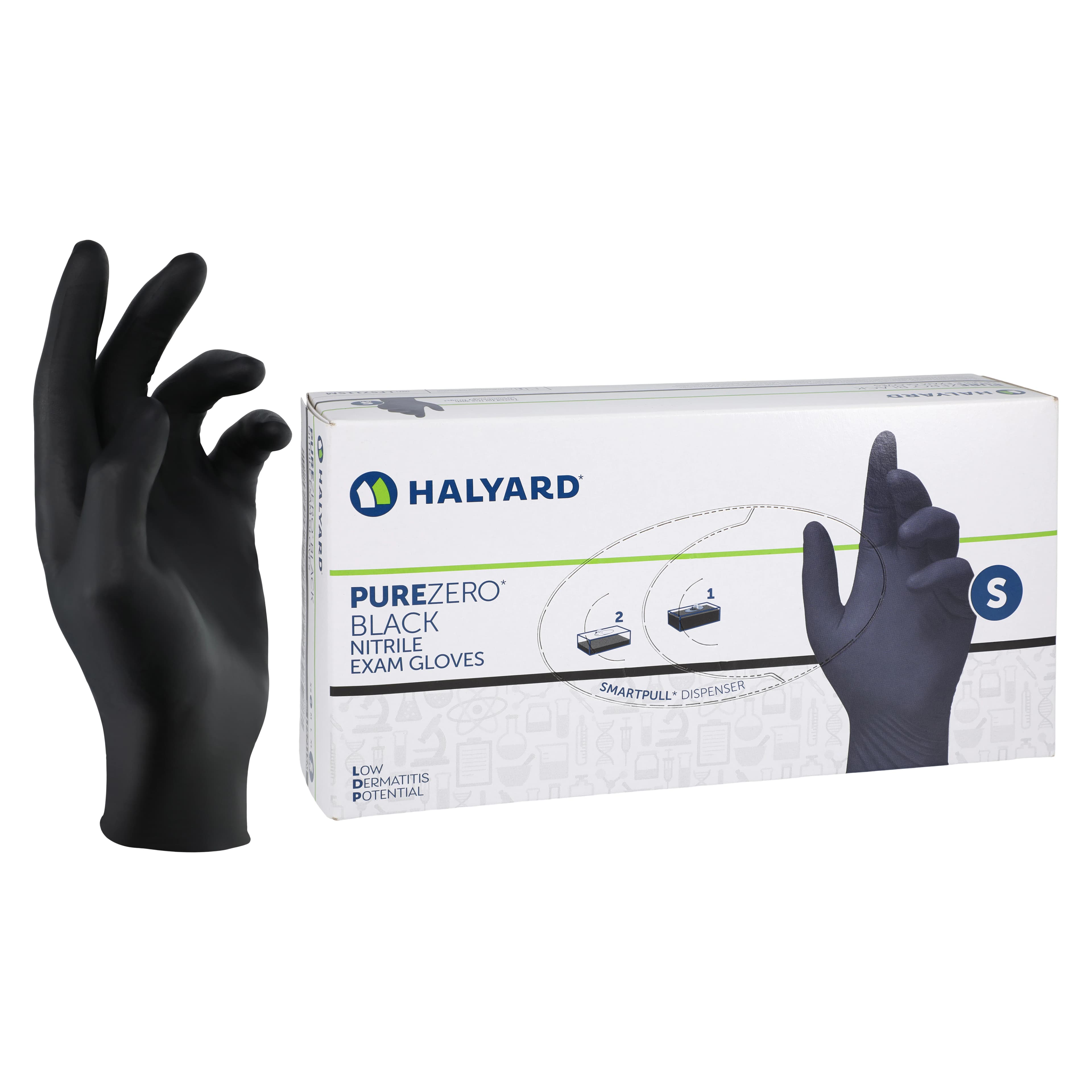 Purezero Nitrile Exam Gloves, Small, Black, Non-Sterile, 100/Box - Purezero Black Nitrile Gloves - Image 1