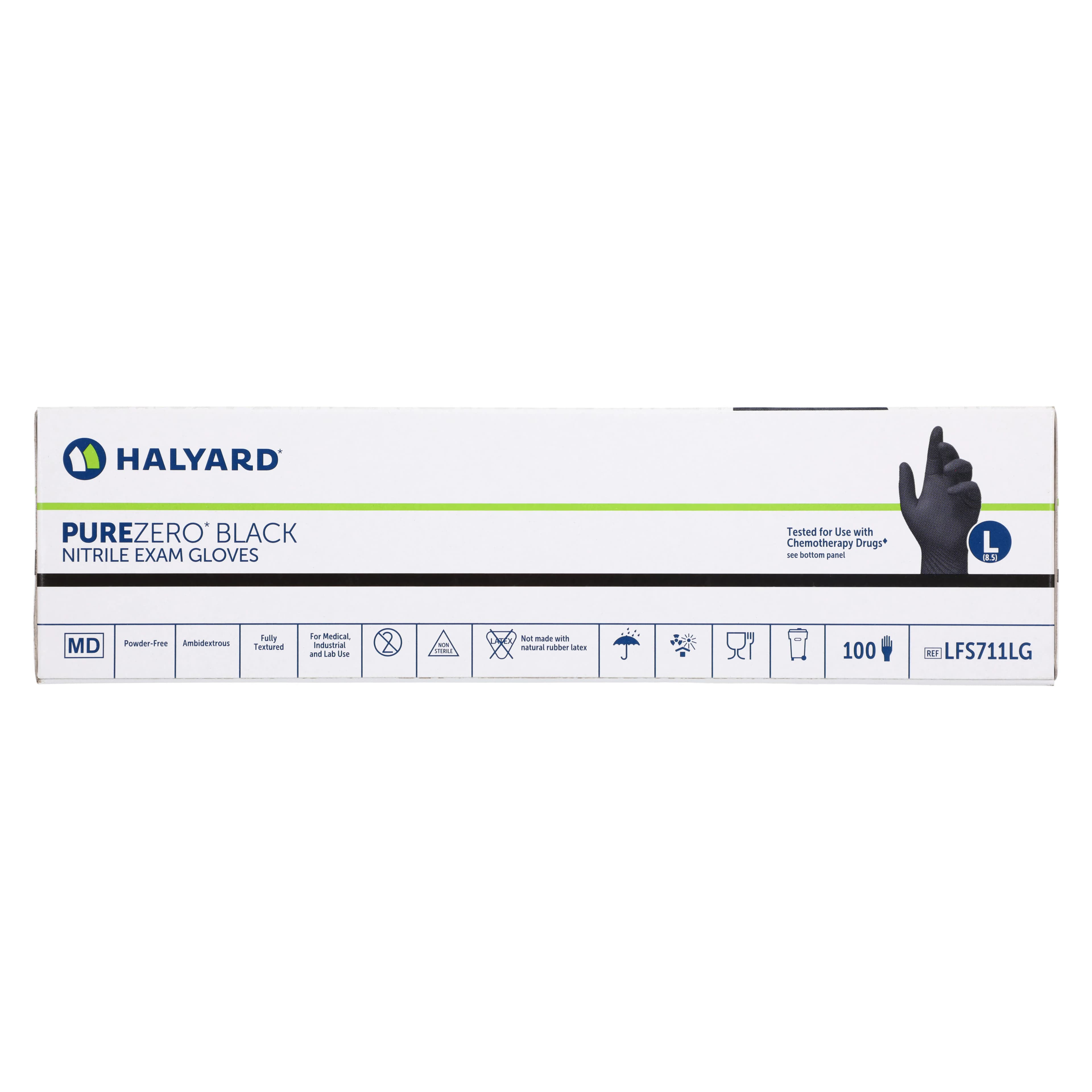 Purezero Nitrile Exam Gloves, Large, Black, Non-Sterile, 100/Box thumbnail 4