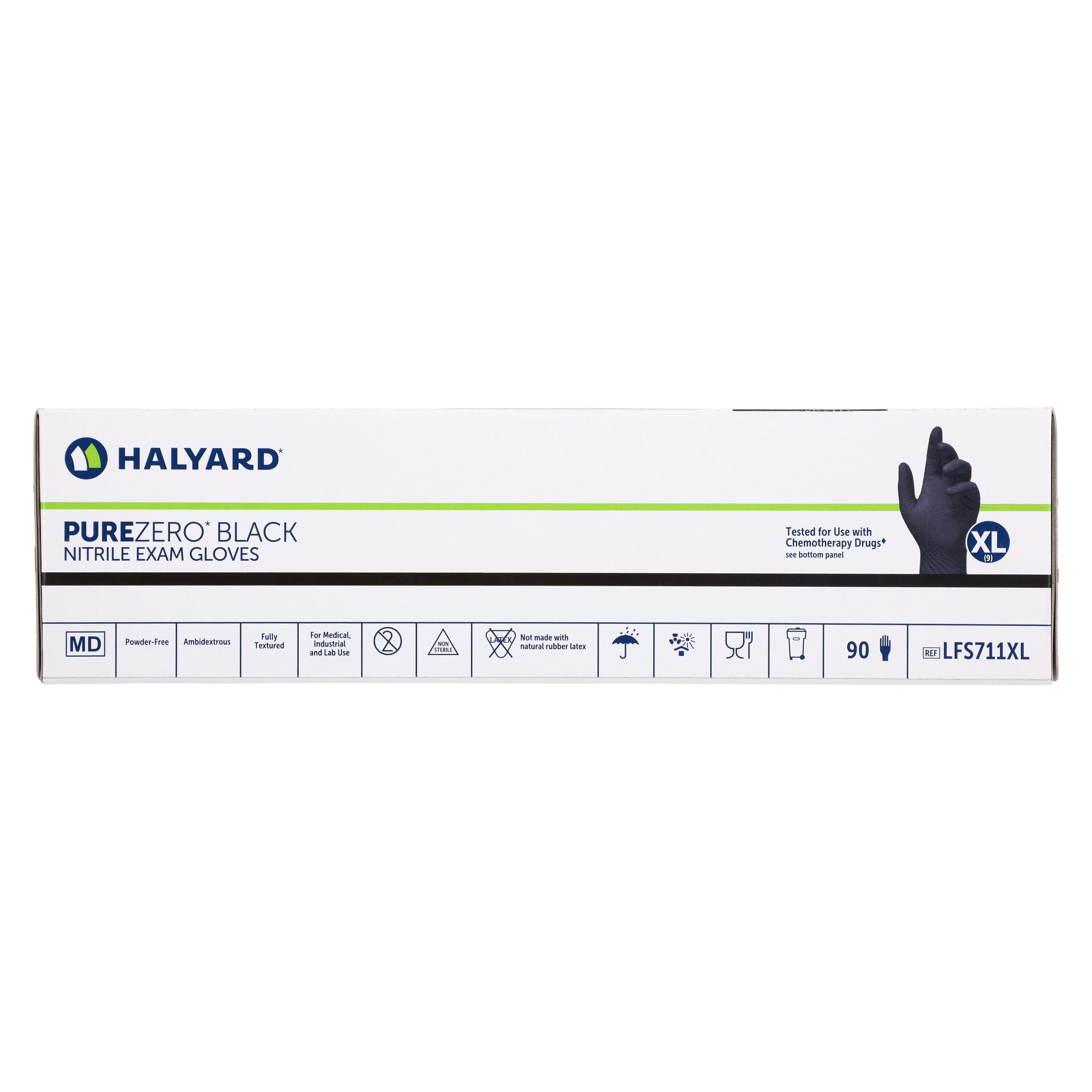 Purezero Nitrile Exam Gloves, X-Large, Black, Non-Sterile, 90/Box thumbnail 4