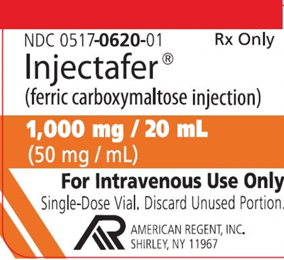 Injectafer (Ferric Carboxymaltose) Injection, 50 mg/mL, 20 mL Single-Dose Vial - Injectafer Inj SDV - Image 1