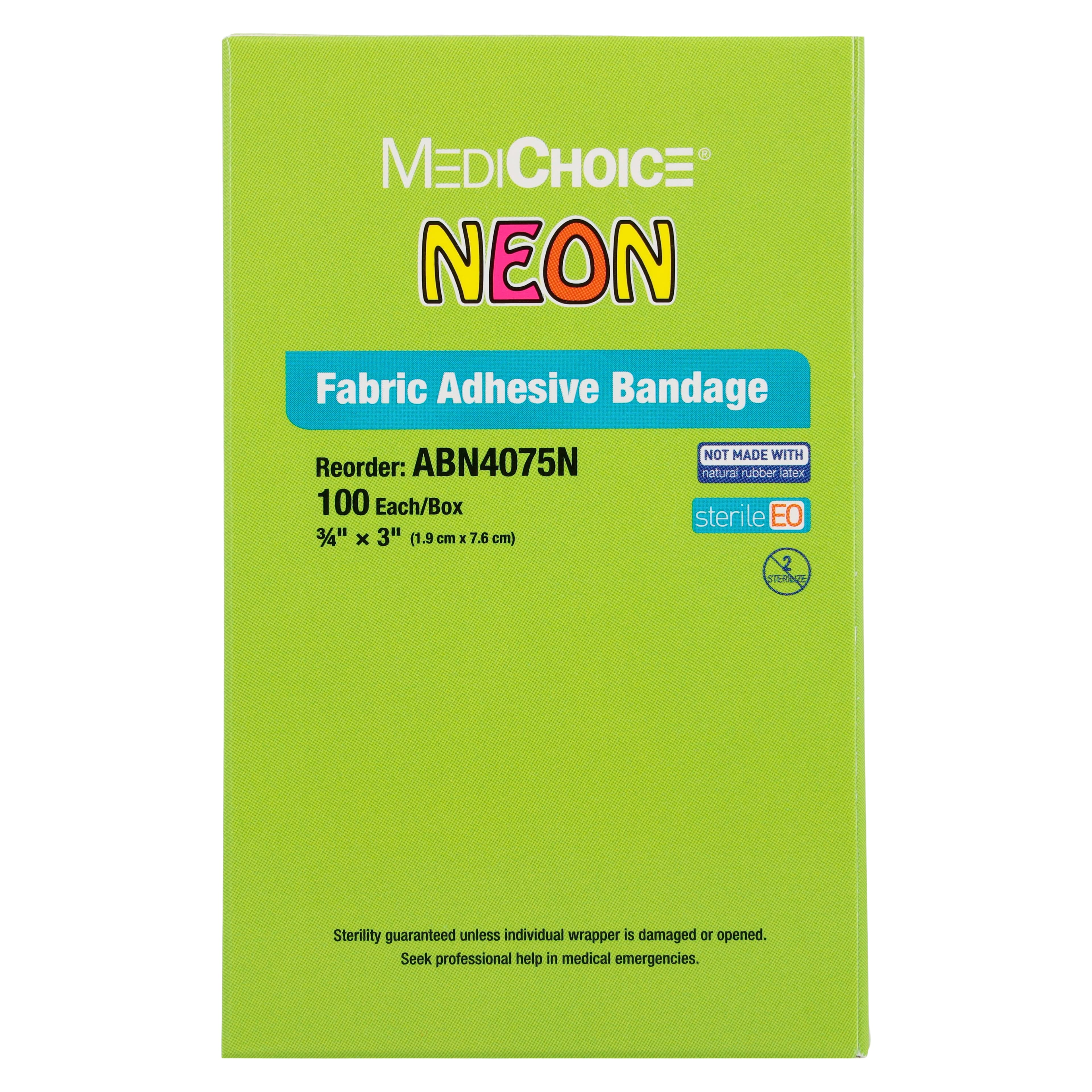 MediChoice Adhesive Bandage, Fabric, 3/4" x 3", Assorted Neon, Sterile, 100/Box thumbnail 5