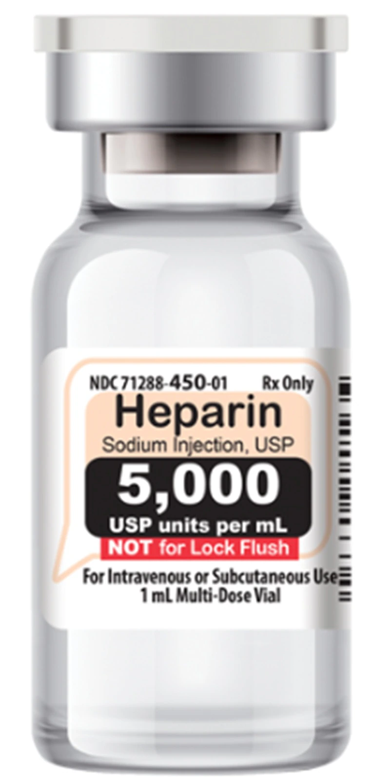 Heparin Sodium (Pork) Injection, 5,000 USP Units/mL, Multiple-Dose Vial, 1 mL, 25/Package - Heparin Sodium Pork MDV 1mL - Image 1