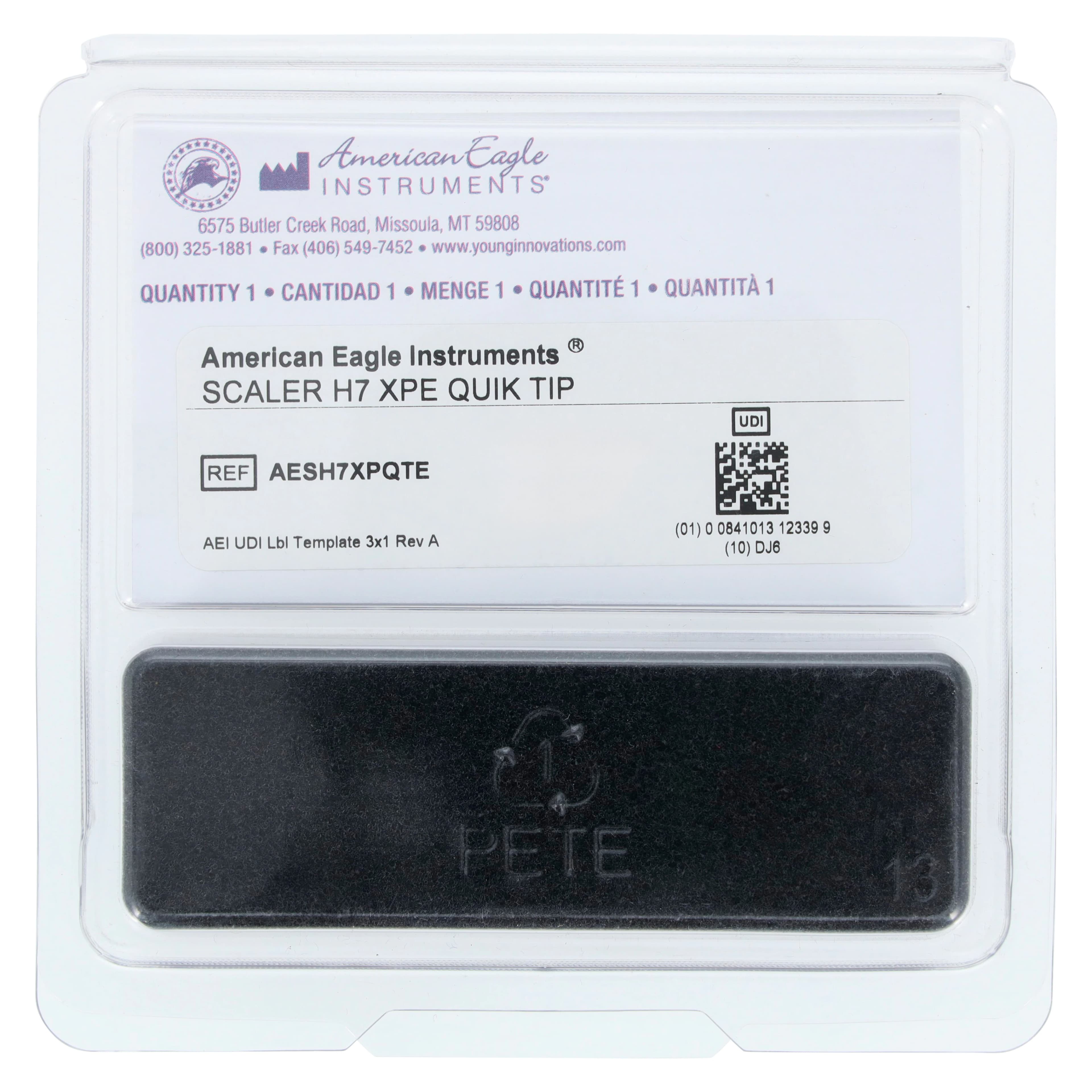 American Eagle XP SQUARED Technology Quik-Tip Scaler Tip, #H7 Sickle Anterior, Cone Socket, Titanium-Coated, 1/Pkg, AESH7XPQT - XP SQUARED Technology Quik-Tip Scaler Tip – # H7 Sickle, Anterior - XP SQUARED Technology Quik-Tip Scaler Tip – # H7 Sickle, Anterior - Image 1