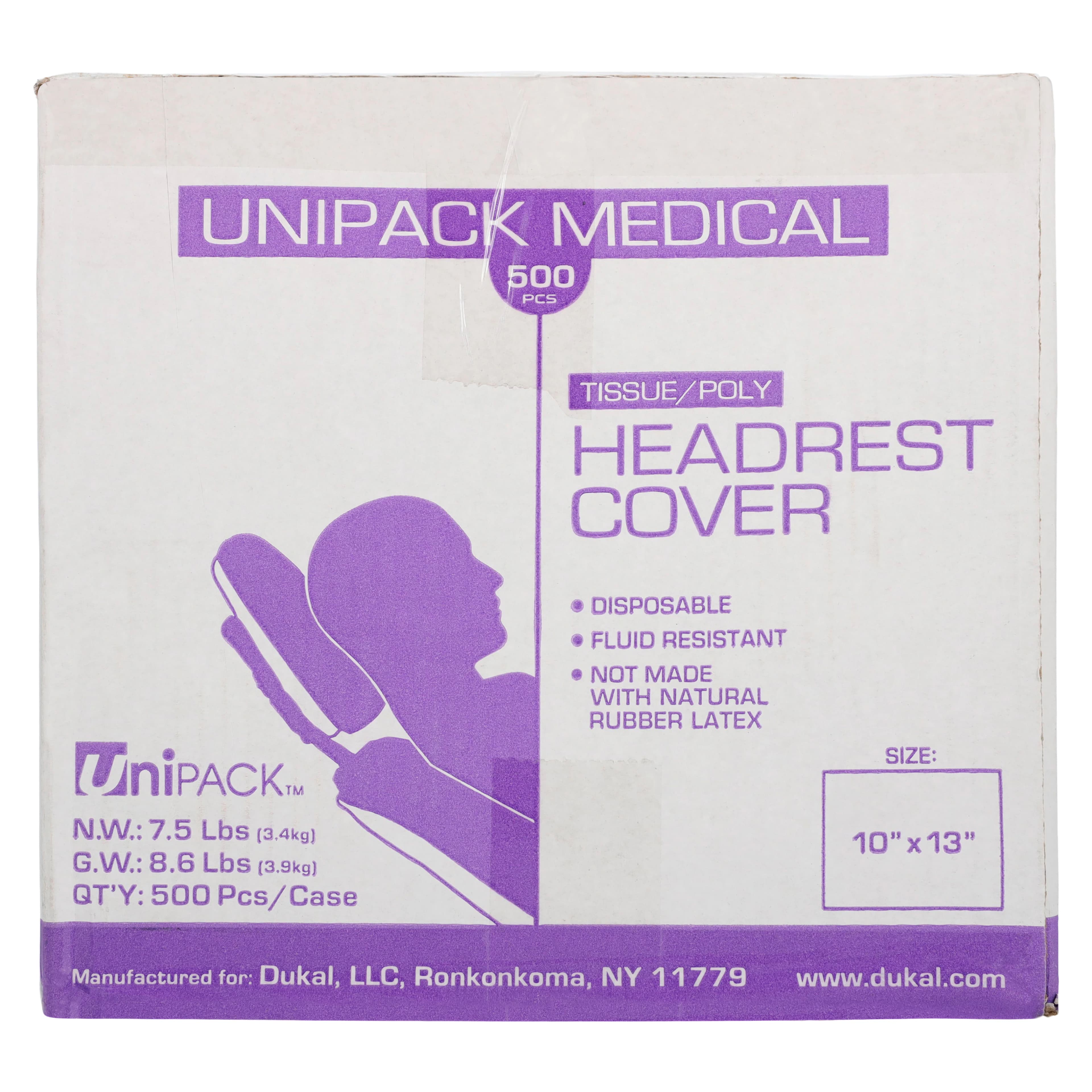UNiPACK Headrest Covers, Paper/Poly, Lavender, 10" x 13", Non-Sterile, 500/Case thumbnail 3