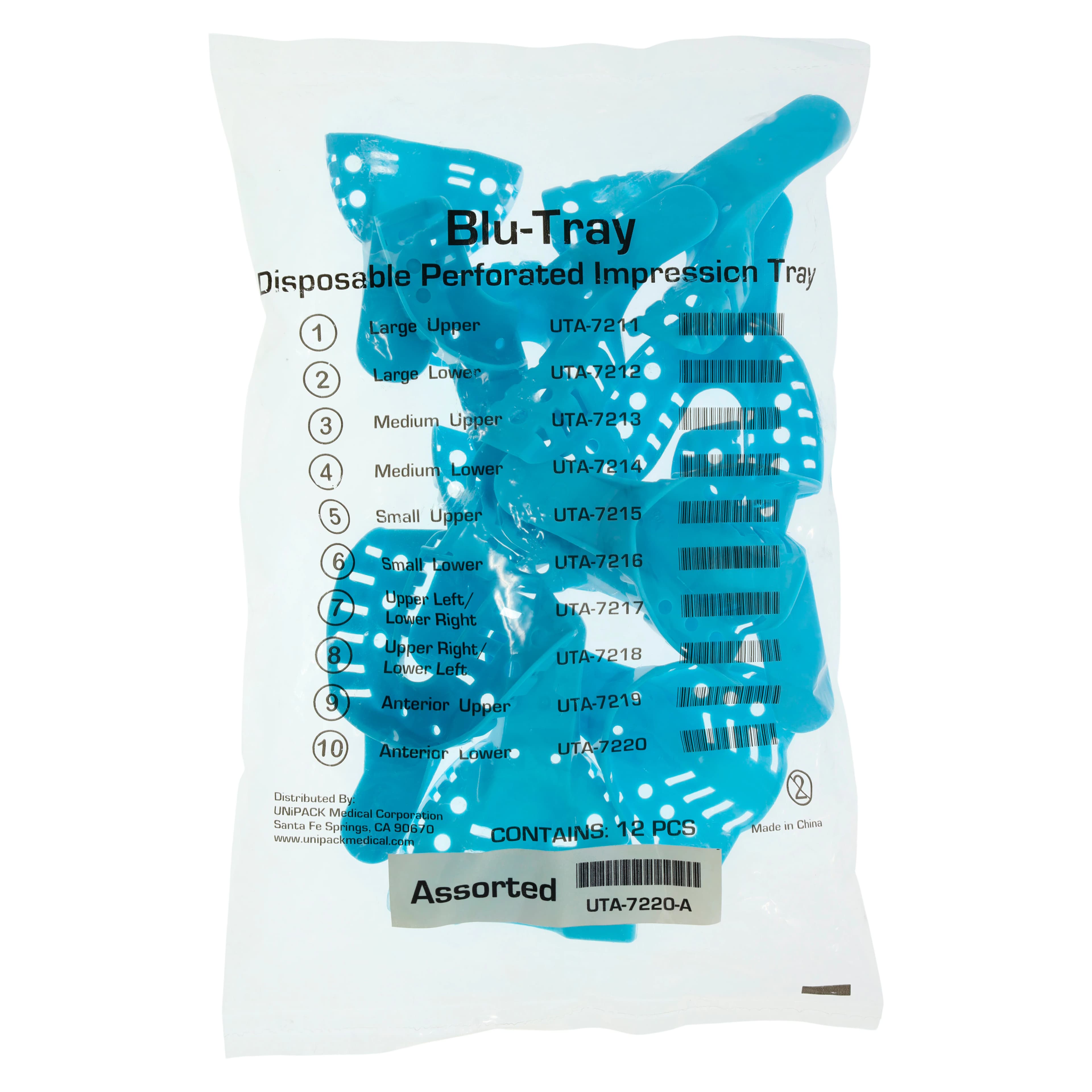 BLU-TRAY Impression Tray, Perforated, Rigid Plastic, Assorted, Disposable, 12/Bag thumbnail 3