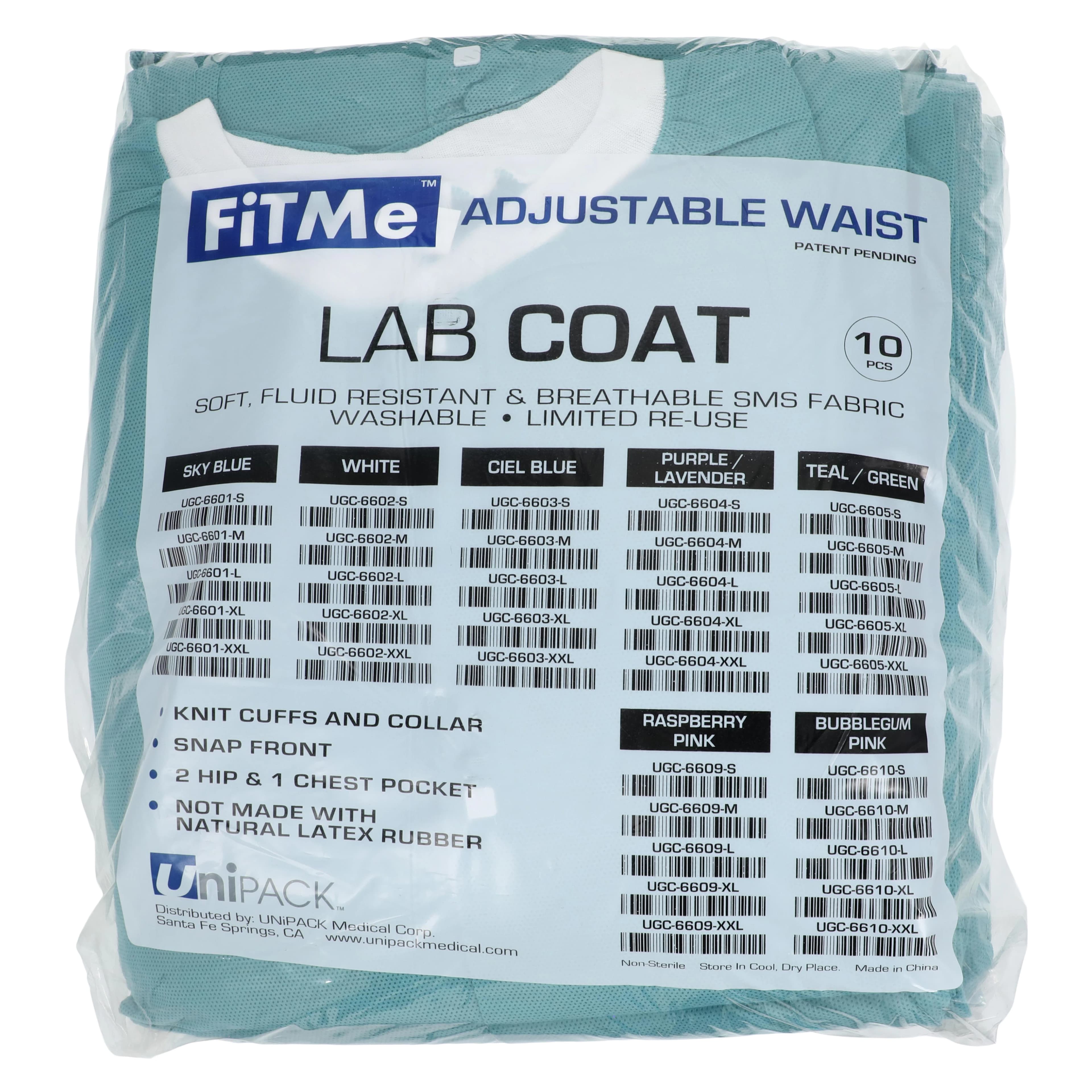 Dukal FitMe Lab Coat, Teal/Green, X-Large, 10/Pack, UGC-6605-XL thumbnail 8
