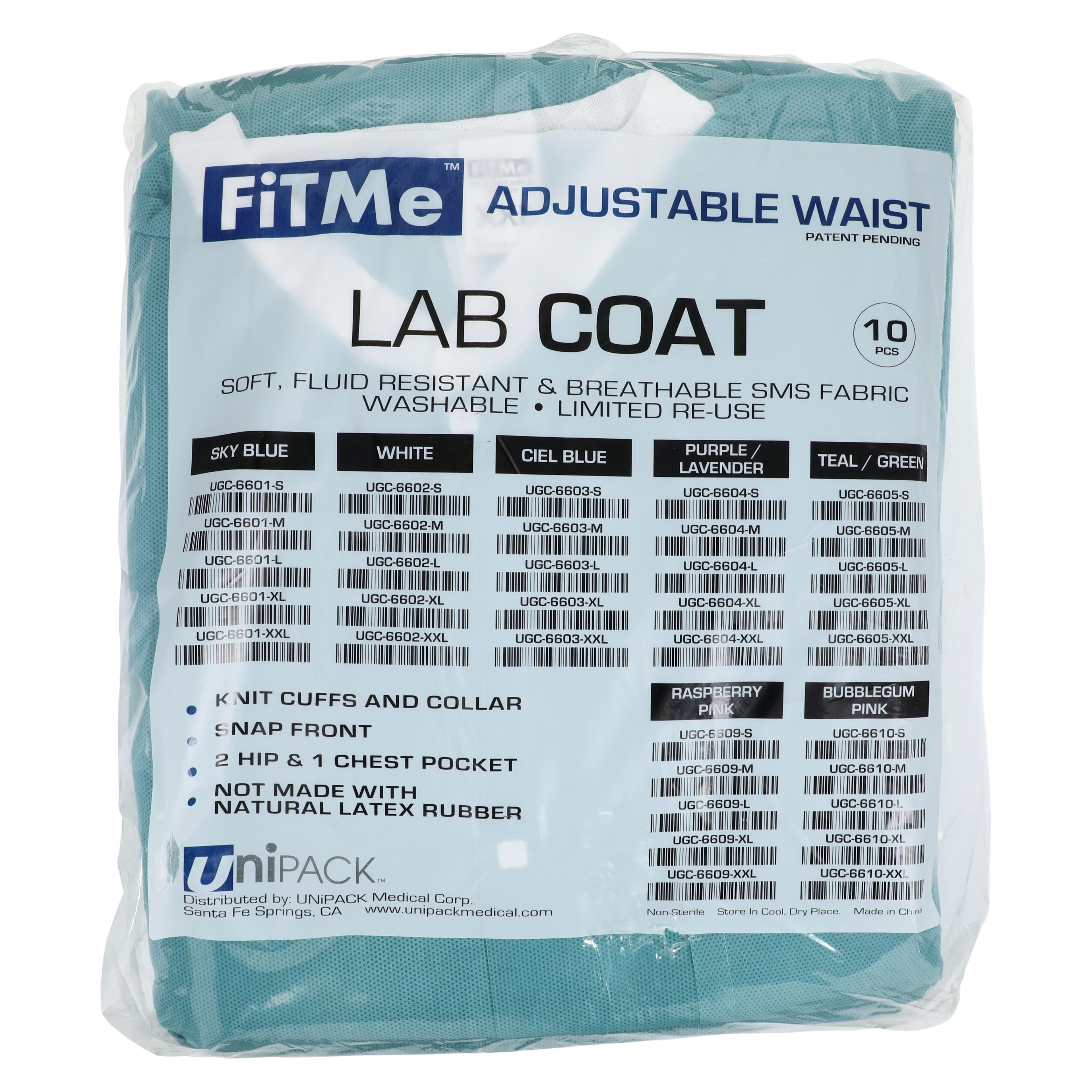 Dukal FitMe Lab Coat, Teal/Green, XX-Large, 10/Pack, UGC-6605-XXL thumbnail 8