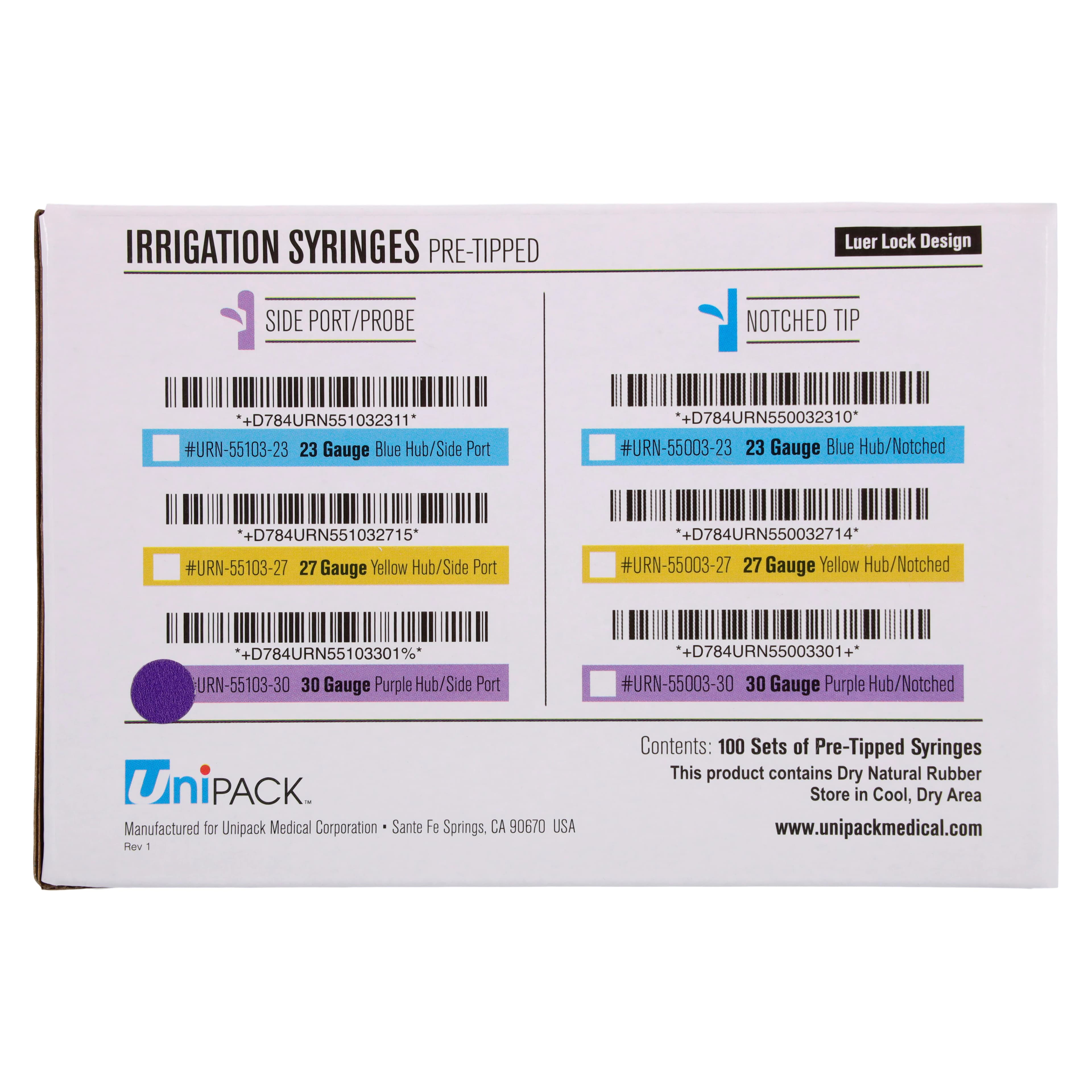 UNiPACK Irrigation Syringe Combo, 3cc, 30 Gauge Luer Lock Side Port/Probe Needle, Purple, Non-Sterile, 100/Box, URN-55103-30 thumbnail 10