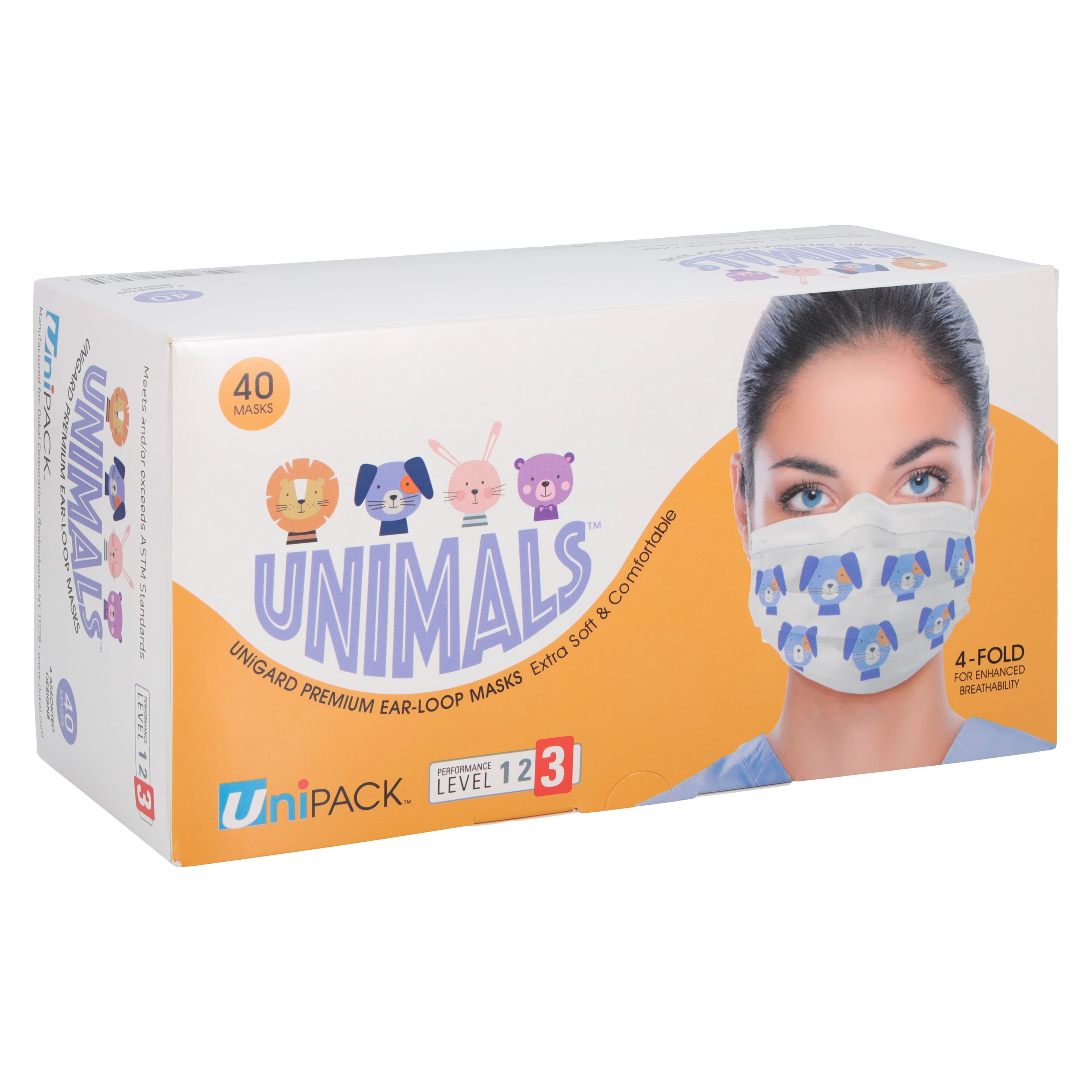 Unimals Premium Pediatric Earloop Face Mask, ASTM Level 3, Animal Print, 40/Box, ULM-6372 thumbnail 4