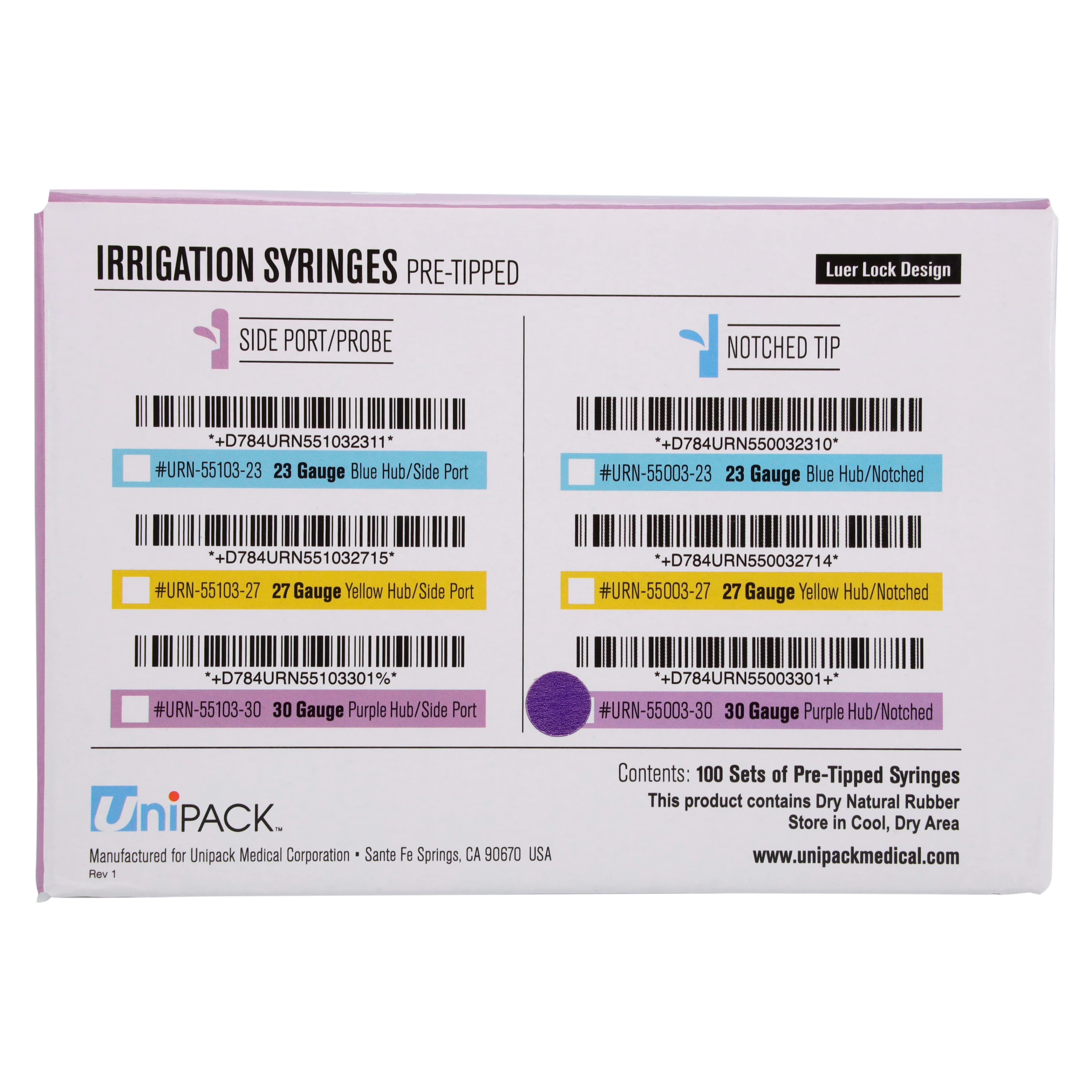 UNiPACK Irrigation Syringe Combo, 30 Gauge Luer Lock, Purple, Notched Needle Tip, 3cc, 100/Box thumbnail 10