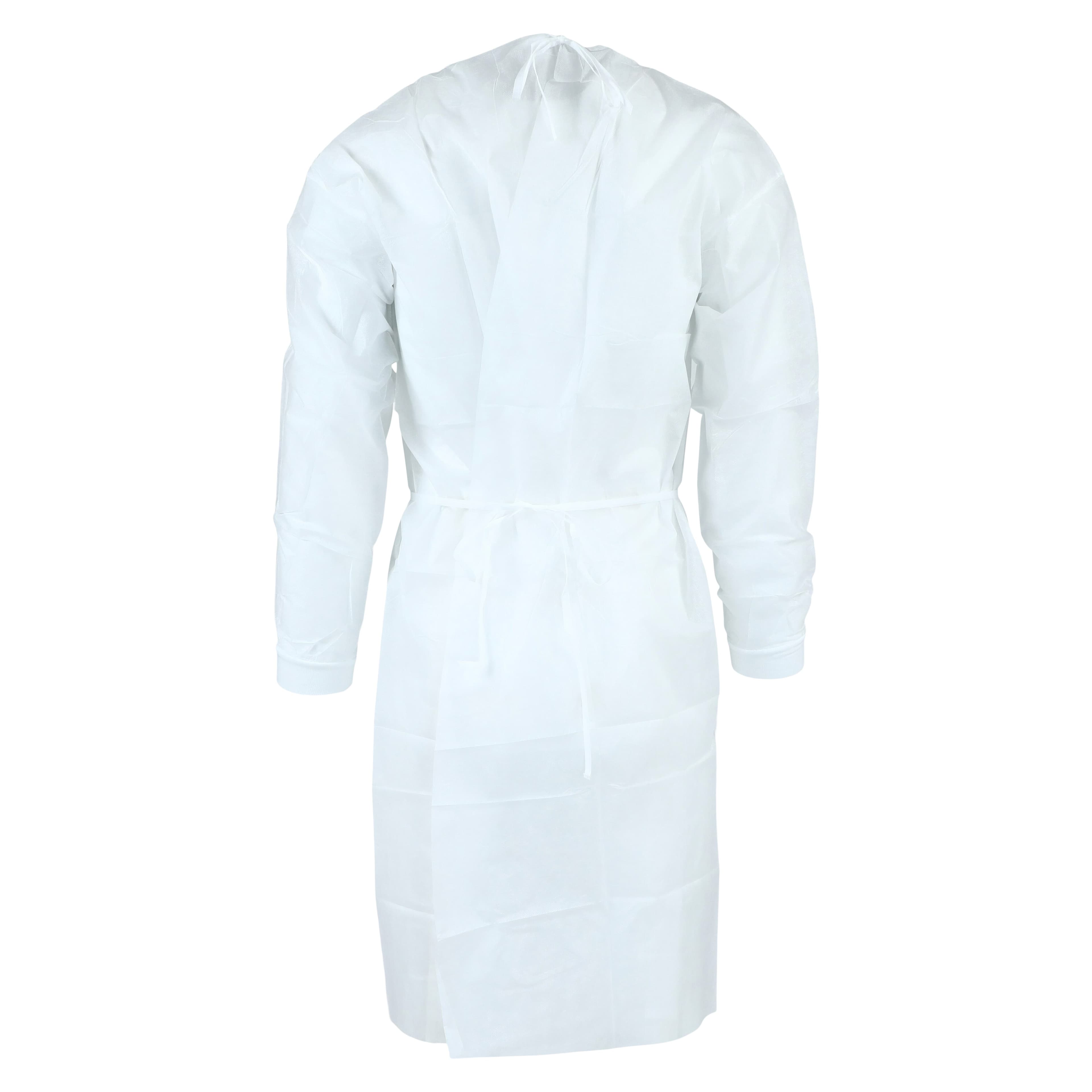 Unipack Disposable Isolation Gown, SMS, X-Large, White, Knee Length, Non-Sterile, Tie Back, Knit Cuff, 10/Bag thumbnail 4