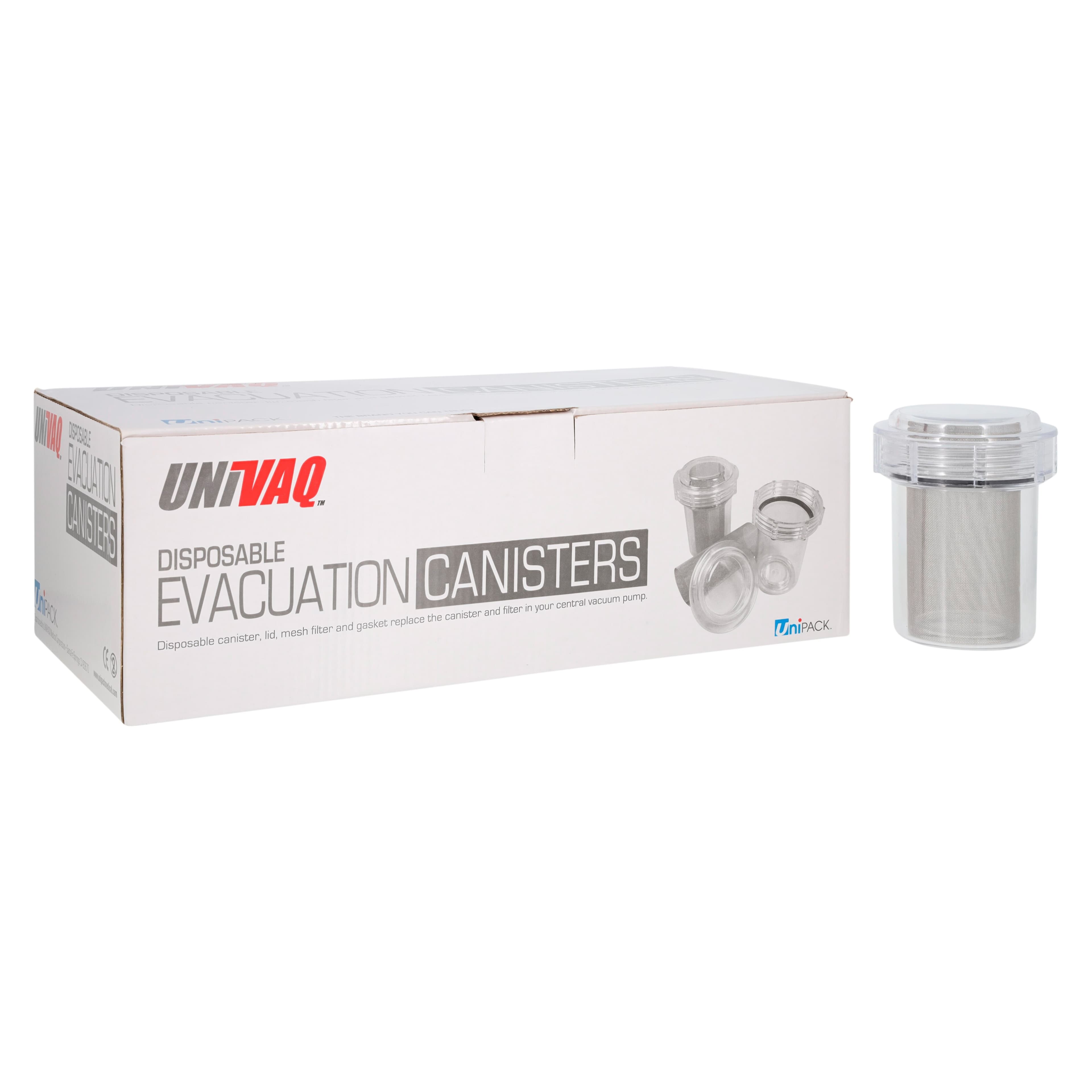 Unipack Evac Canister 82350 with Mesh, 3-1/2 in x 4-3/8 in, 8/Box thumbnail 2