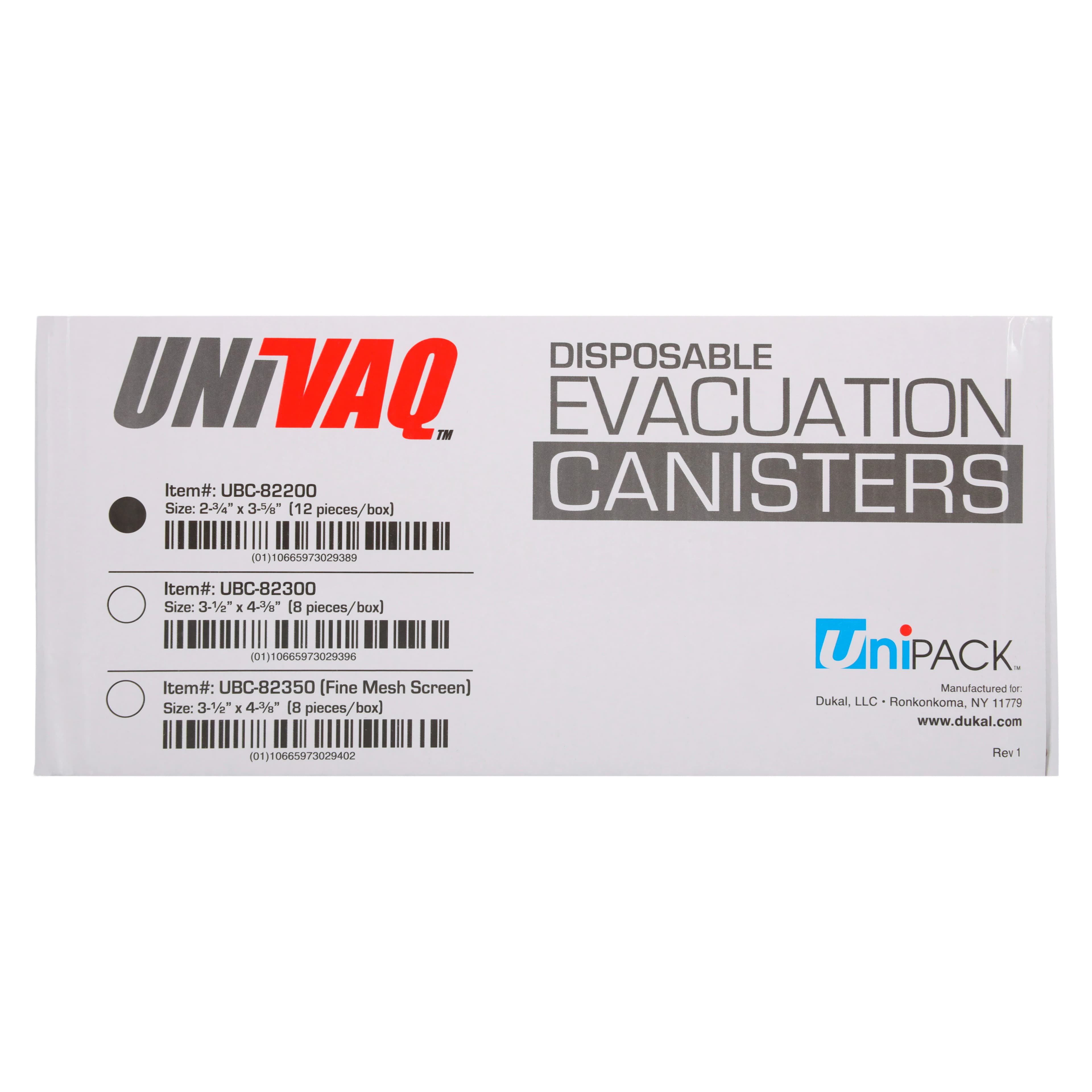 Unipack Evac Canisters 82200 with Mesh, 2-3/4 in x 3-5/8 in, 12/Box thumbnail 5