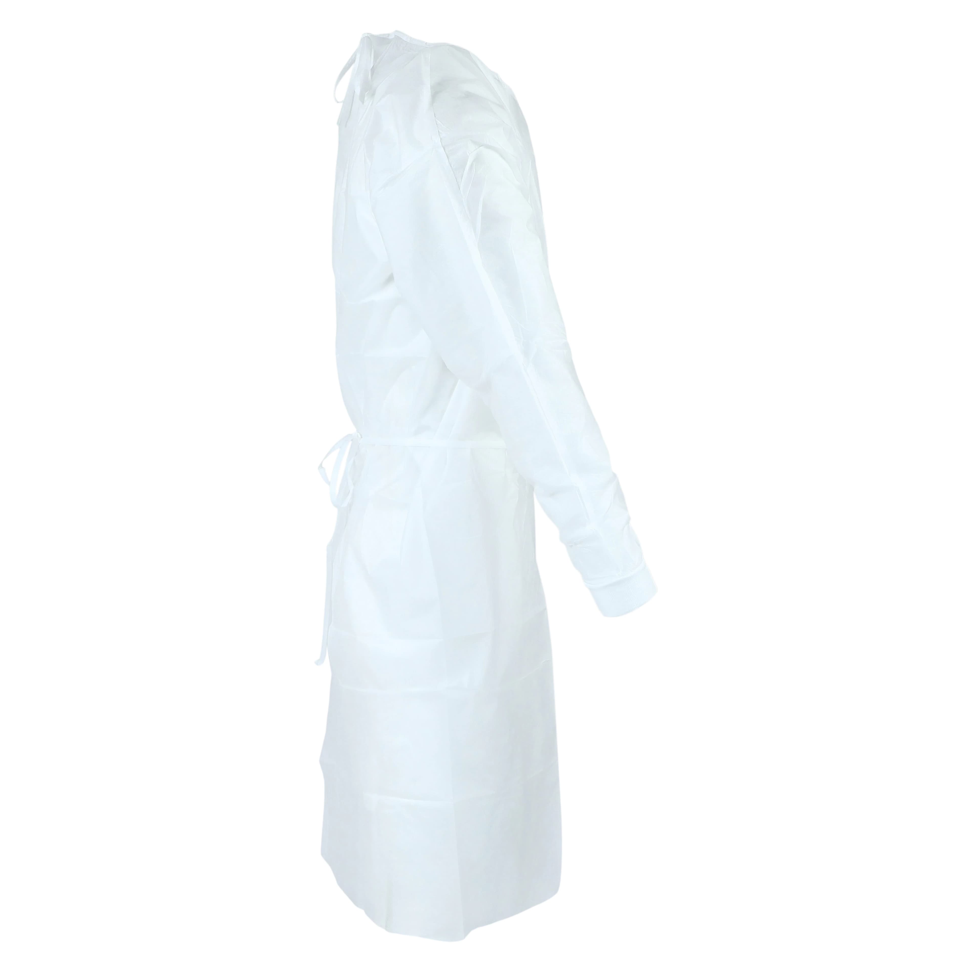 Unipack SMS Isolation Gown, Regular, White, Non-Sterile, Tie Back, Knit Cuff, 10/Bag, UGI-6712 thumbnail 3