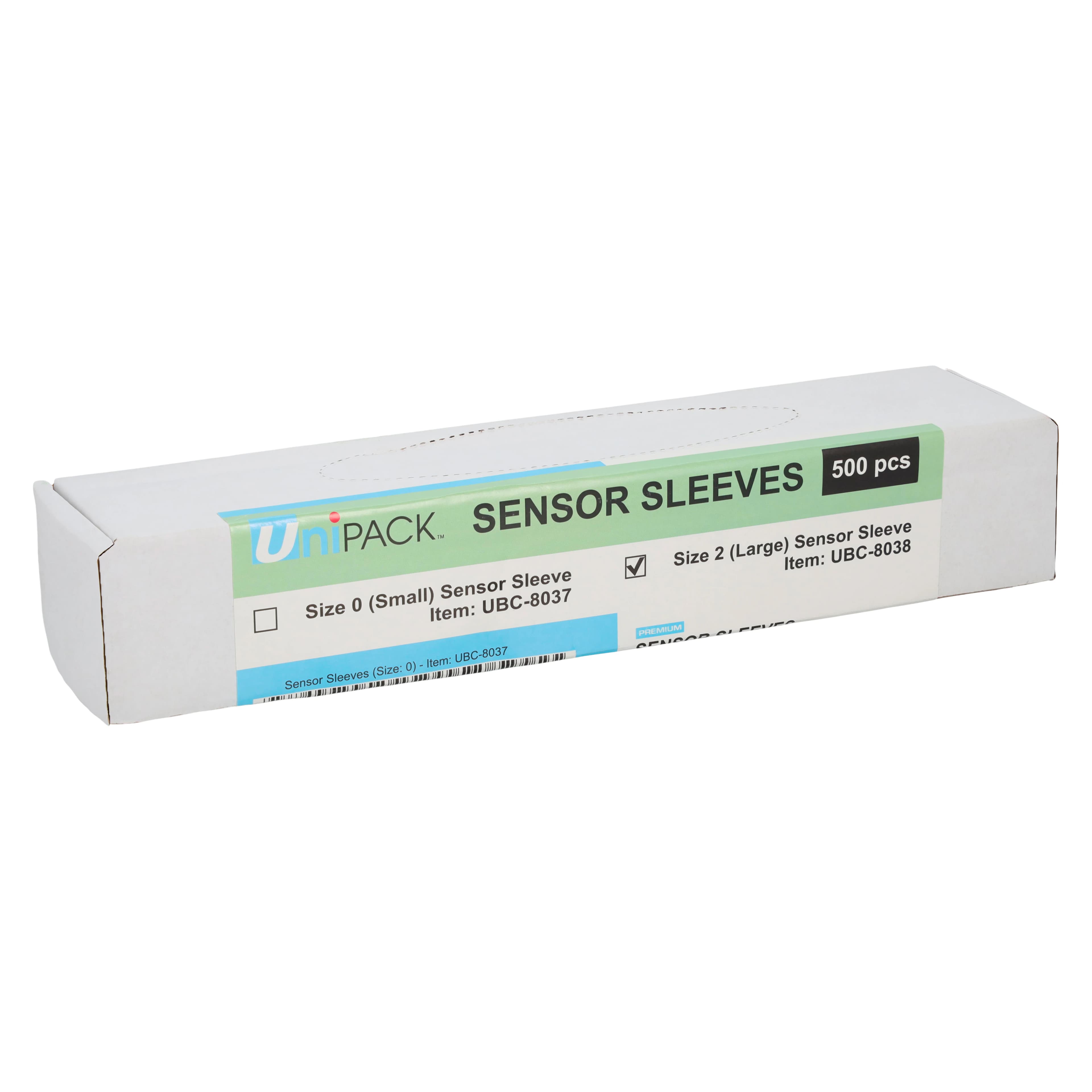UniPack Digital X-Ray Sensor Sleeves, Size 2 (Large), 1 5/8" x 8", Clear Plastic, Disposable, 500/Box, UBC-8038 - UniPack Digital X-Ray Sensor Sleeves - Size 2 (Large), 500/Box. Disposable - Image 1