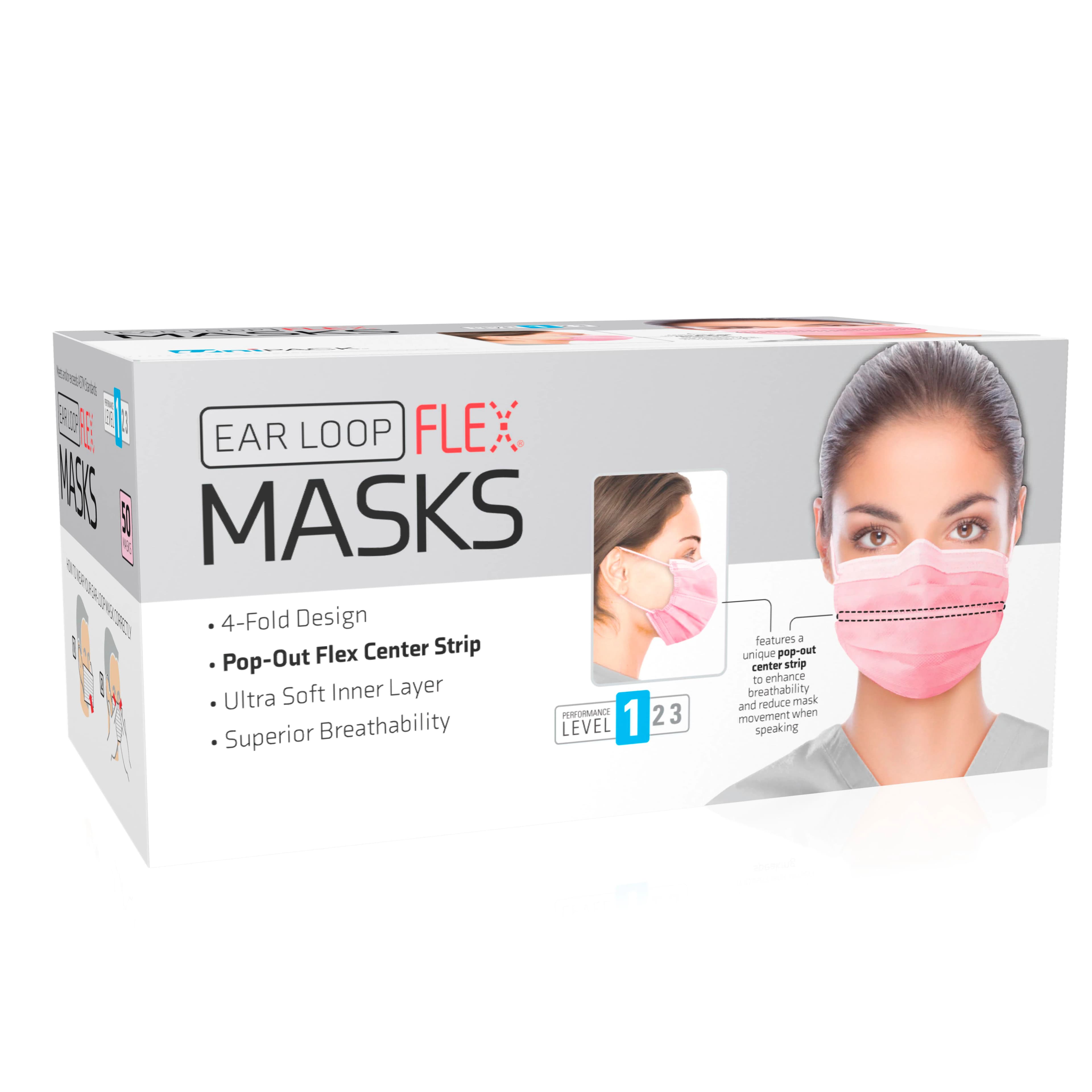 Unipack Medical ASTM Level 2 Earloop Face Mask, Pink, Adult, 50/Box - Level 2 Earloop Mask - Image 1