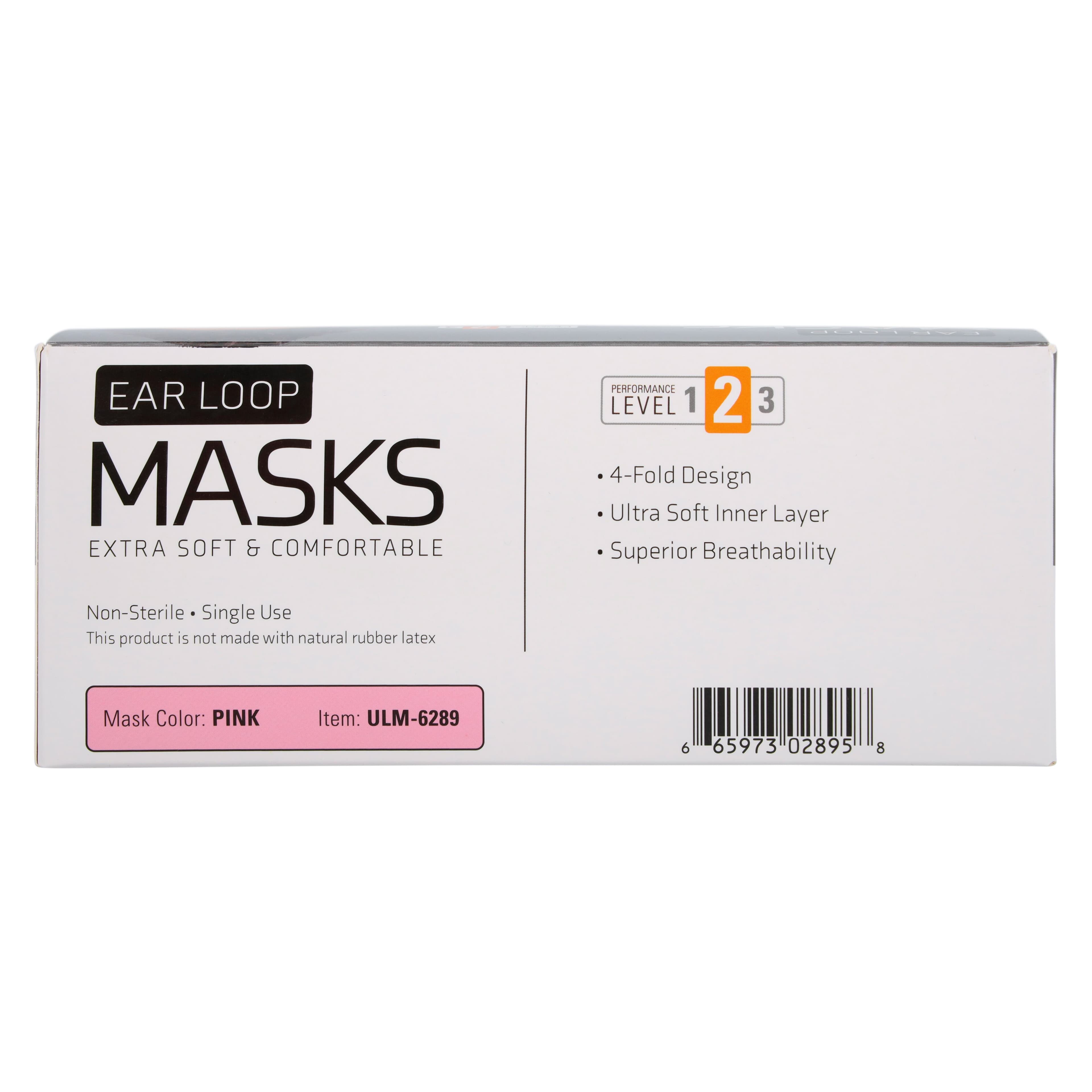 Unipack Medical ASTM Level 2 Earloop Face Mask, Pink, Adult, 50/Box thumbnail 7