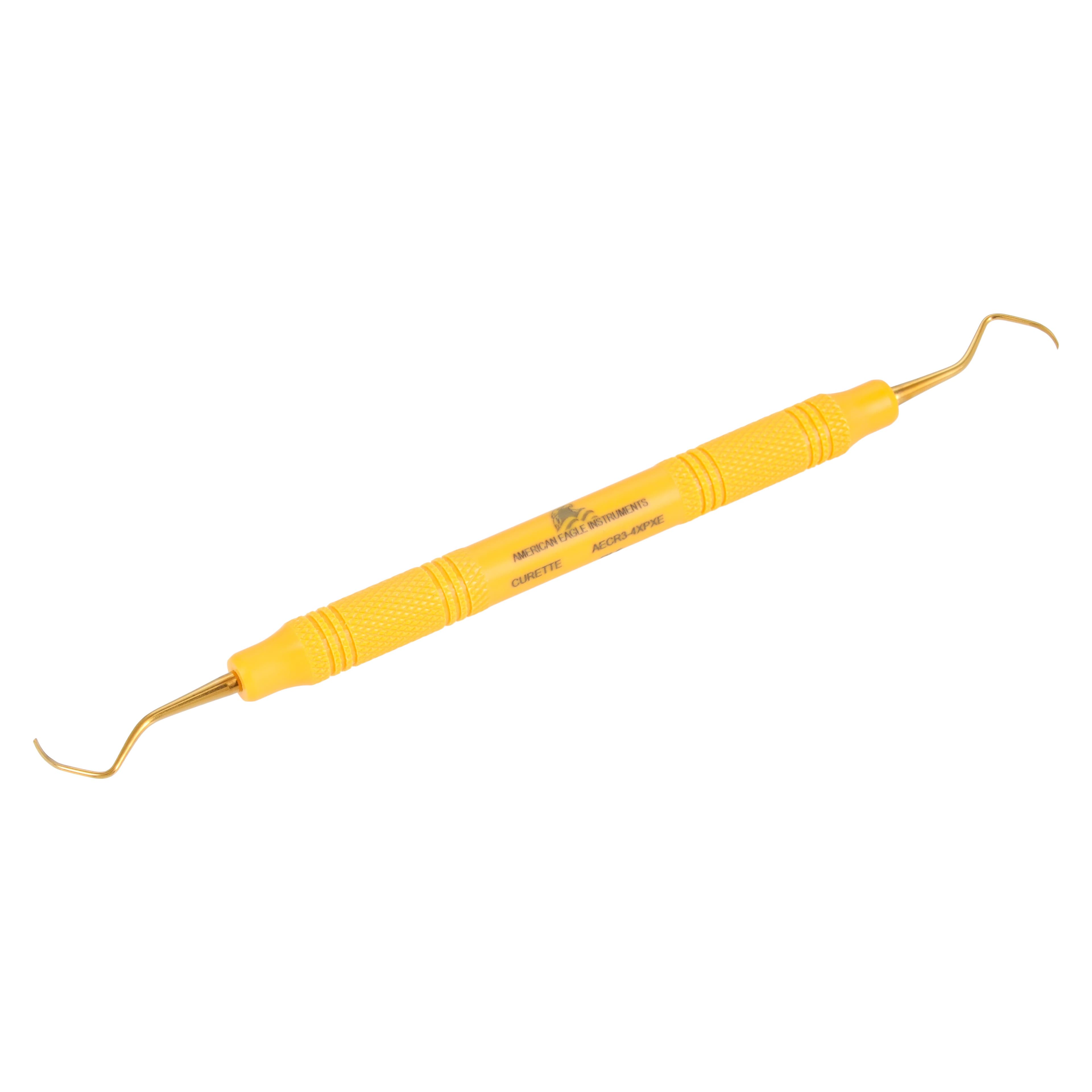 XP SQUARED Technology Universal Curette, Rules 3/4, Smallest, EagleLite Resin Handle, Yellow, Double End, AECR3-4XPX thumbnail 3