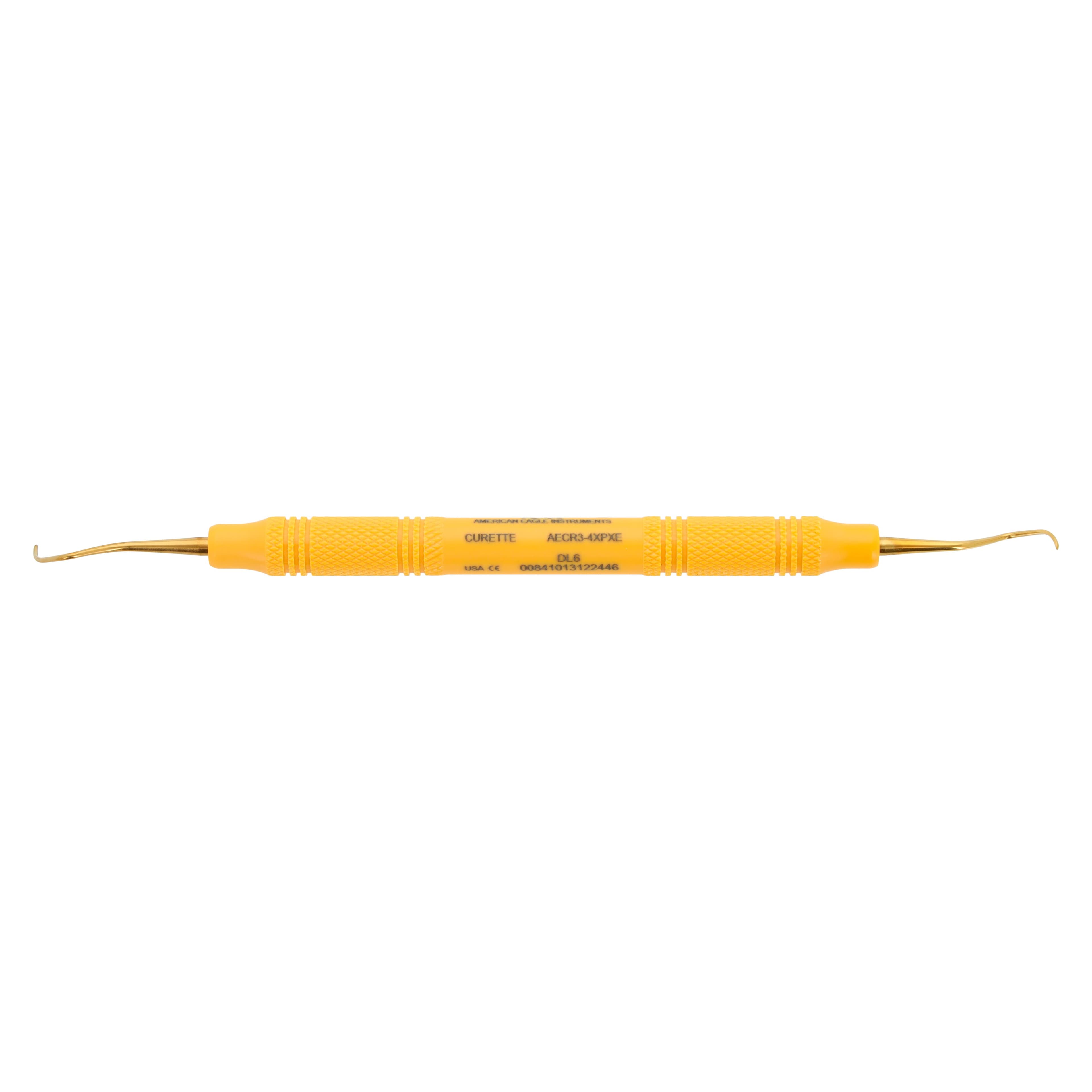 XP SQUARED Technology Universal Curette, Rules 3/4, Smallest, EagleLite Resin Handle, Yellow, Double End, AECR3-4XPX thumbnail 6