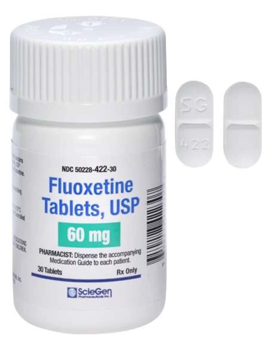 Fluoxetine HCl Tablets 60mg, 30 Count Bottle (Sciegen Pharmaceuticals) - Fluoxetine HCl Tablets - Image 1