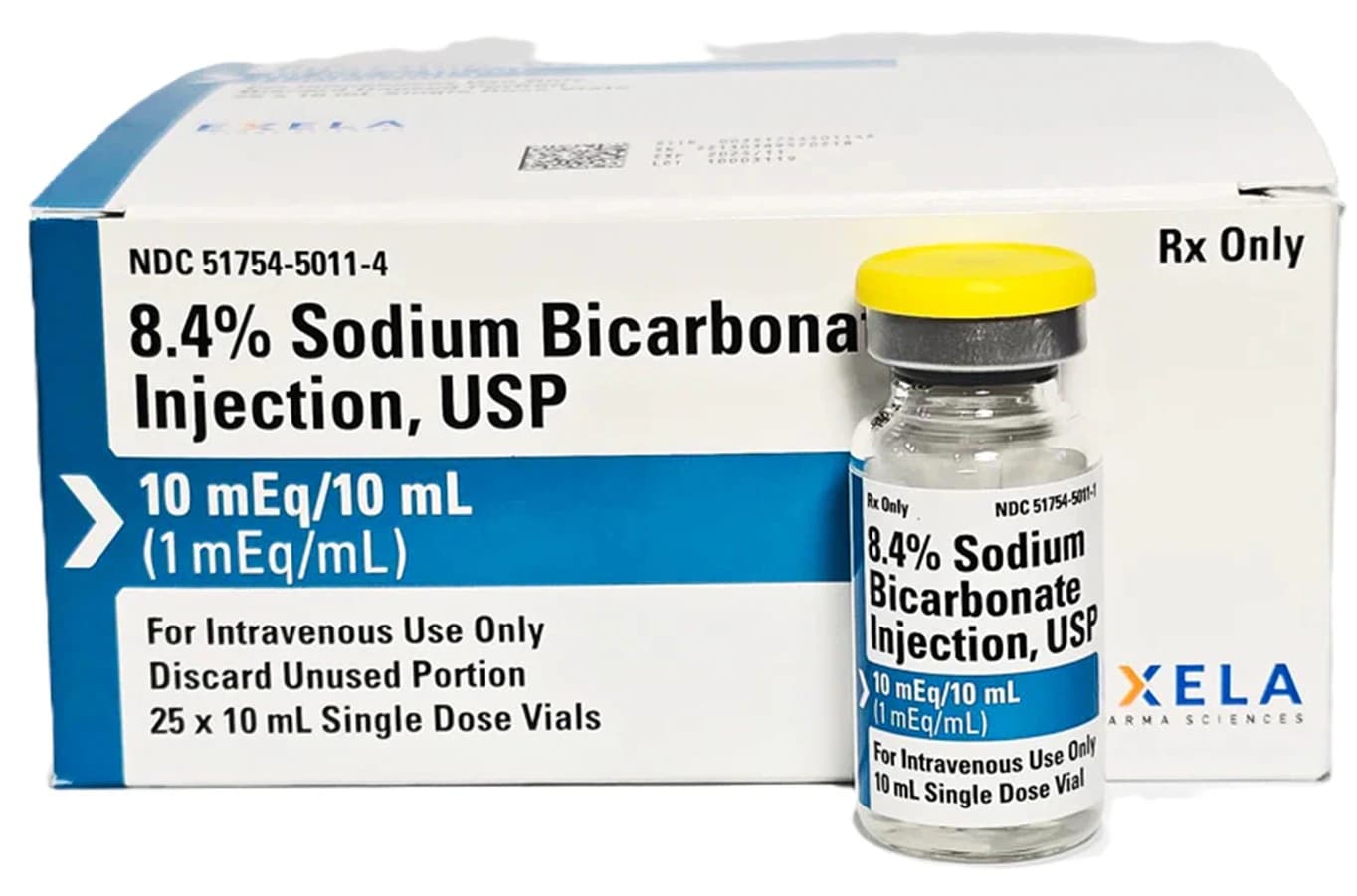 Sodium Bicarbonate Injection 8.4%, 10 mL Single-Dose Vial, 25/Package (Exela Pharma Sciences) - Sodium Bicarb Inj SDV 10mL - Image 1