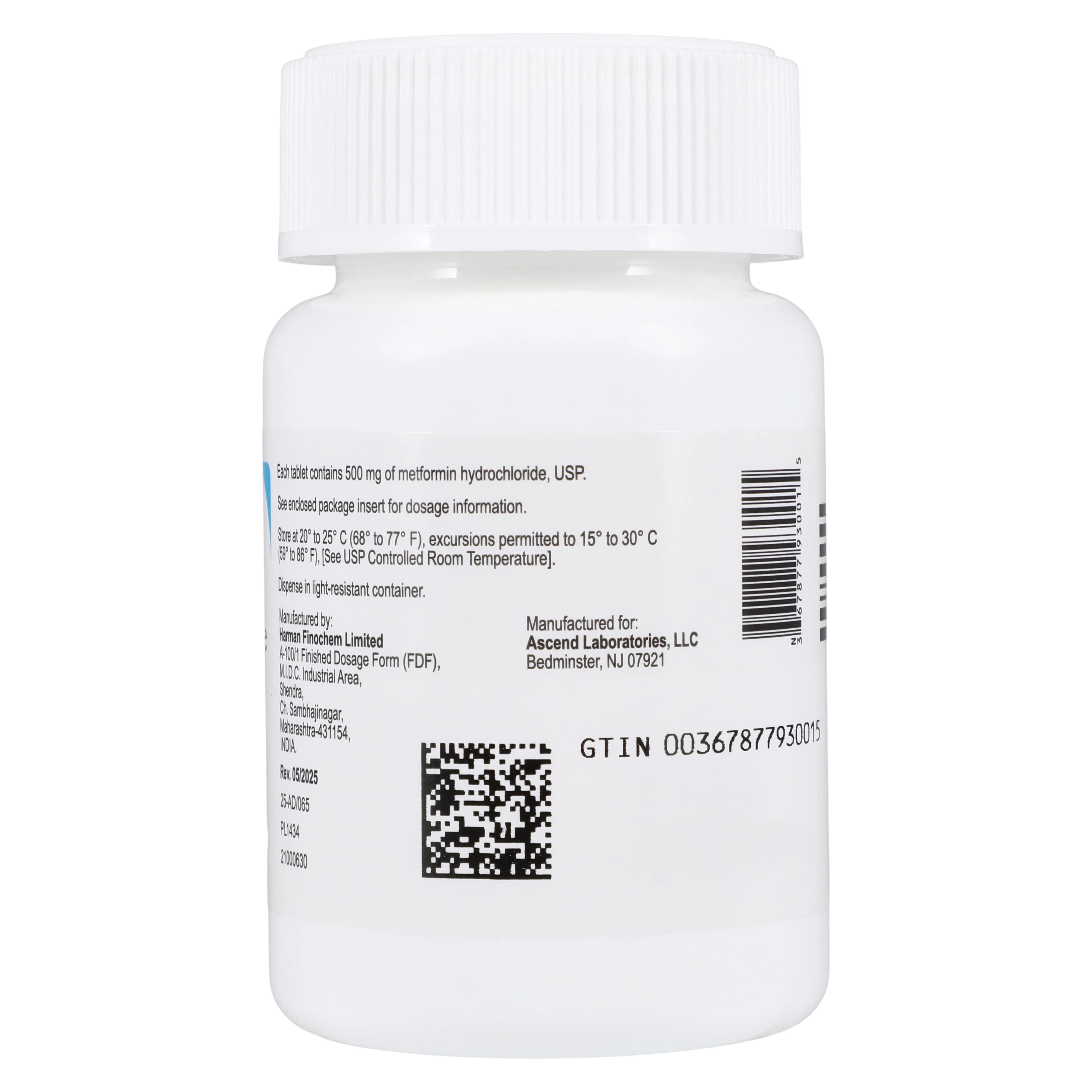 Metformin HCl Tablets, 500mg, 100/Bottle thumbnail 2