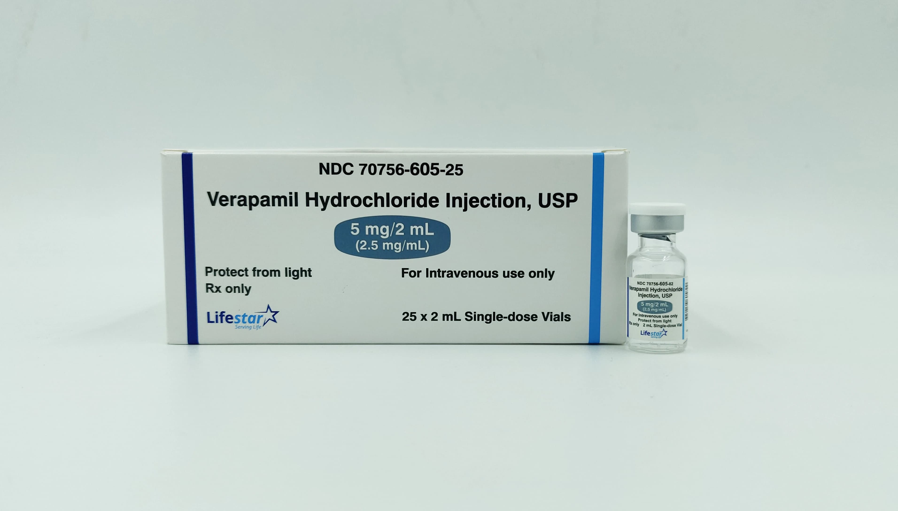 Verapamil HCl Injection 2.5 mg/mL, Single-Dose Vial, 2 mL, 25/Package - Verapamil HCl Inj SDV 2mL - Image 1