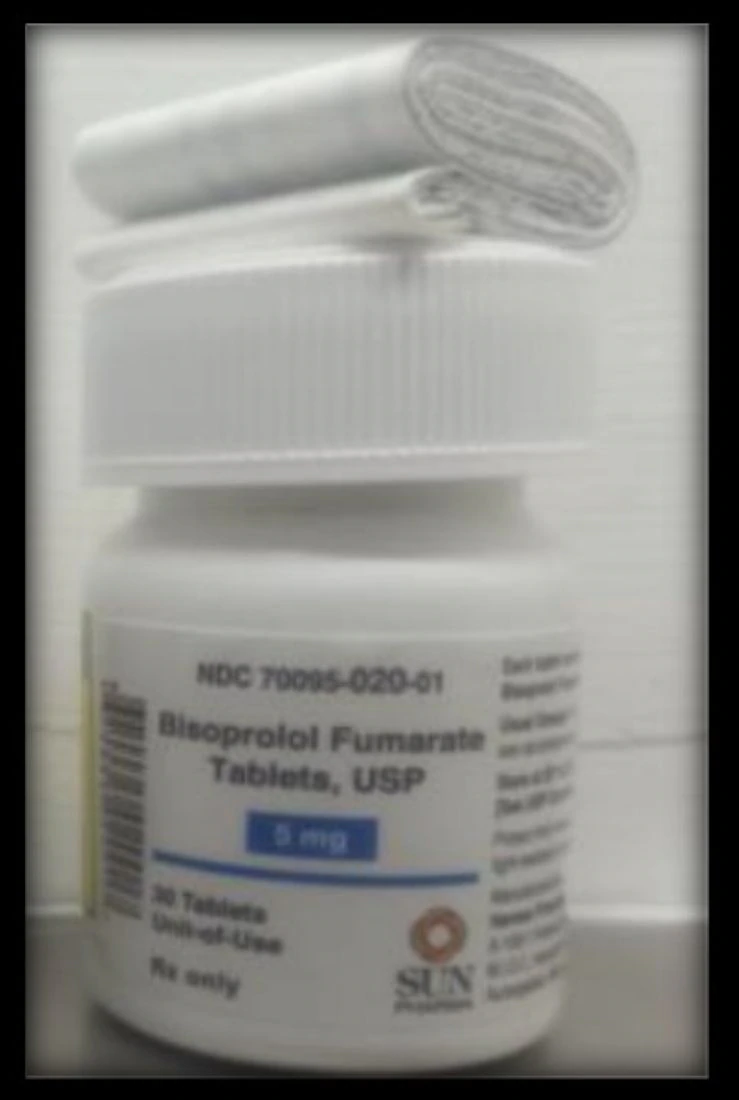 Bisoprolol Fumarate Tablets 5mg, 30 Count Bottle (Sun Pharmaceutical) - Bisoprolol Fumarate Tablets - Image 1