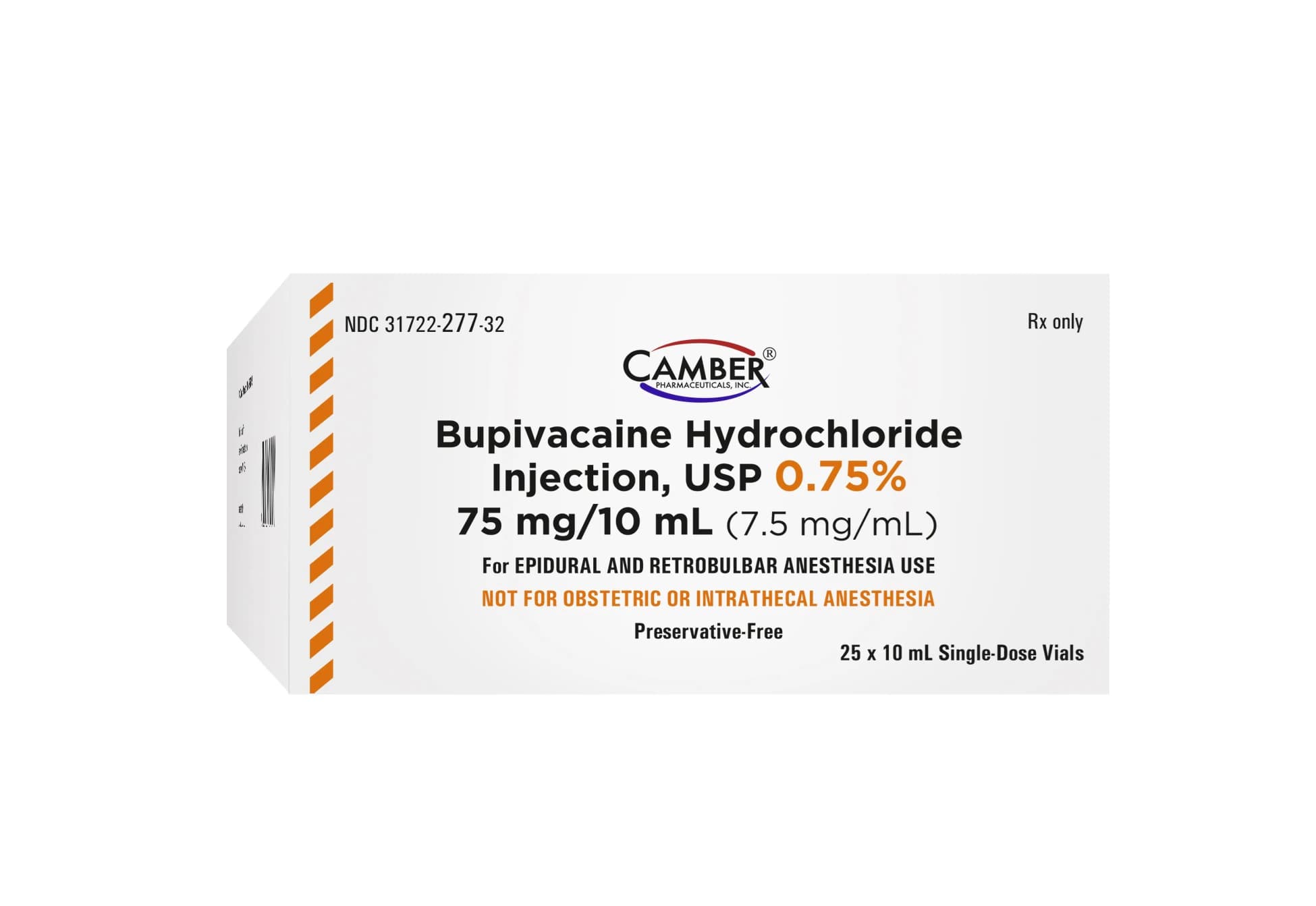 Bupivacaine HCl Injection 0.75% (7.5 mg/mL), Preservative-Free, Single-Dose Vial, 10 mL, 25/Package thumbnail 2